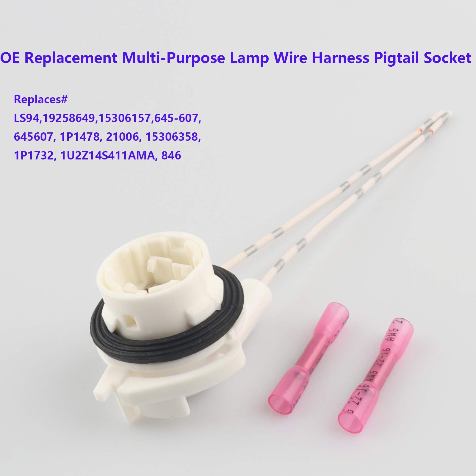 2PCS Lamp Socket, Wire Harness Pigtail Light Socket LS94,19258649,645-607 Compatible with Chevy Avalanche Silverado Suburban Tah