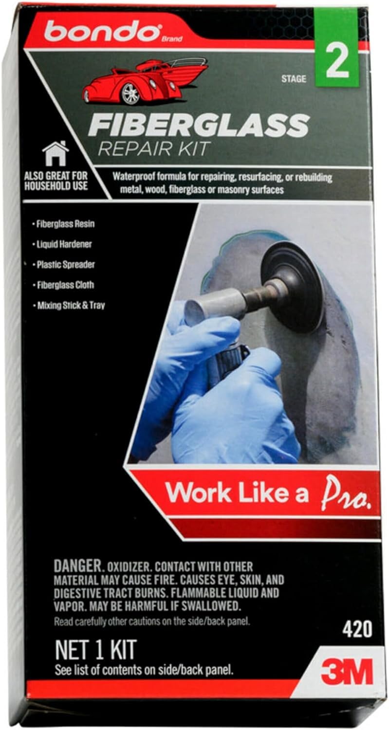 3M Bondo Fiberglass Resin Repair Kit, 00420, 0.45 Pint (Pack Of 2)