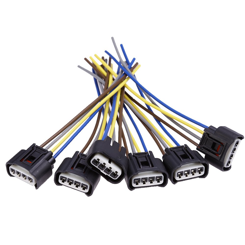 Saihisday 90980-11885 Ignition Coil Connector Plug Harness Replacement for Toyota Lexus 4-Way Female (Pack of 6)