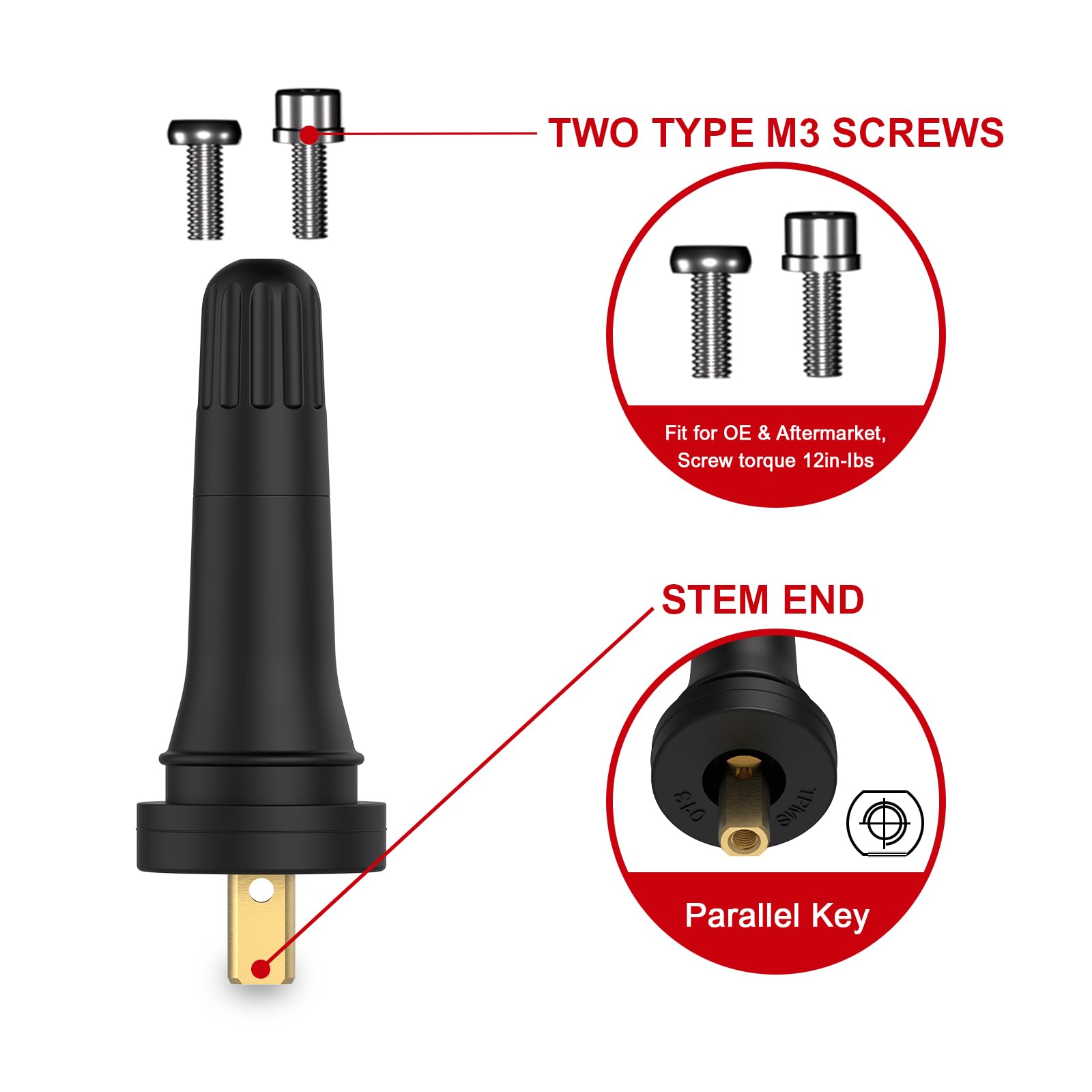 Sunsoul Tpms 20008 Replacement Tire Pressure Sensor Rubber Valve Stems For 0.453 Inch 11.5Mm Rim Holes On Standard Vehicle Tires
