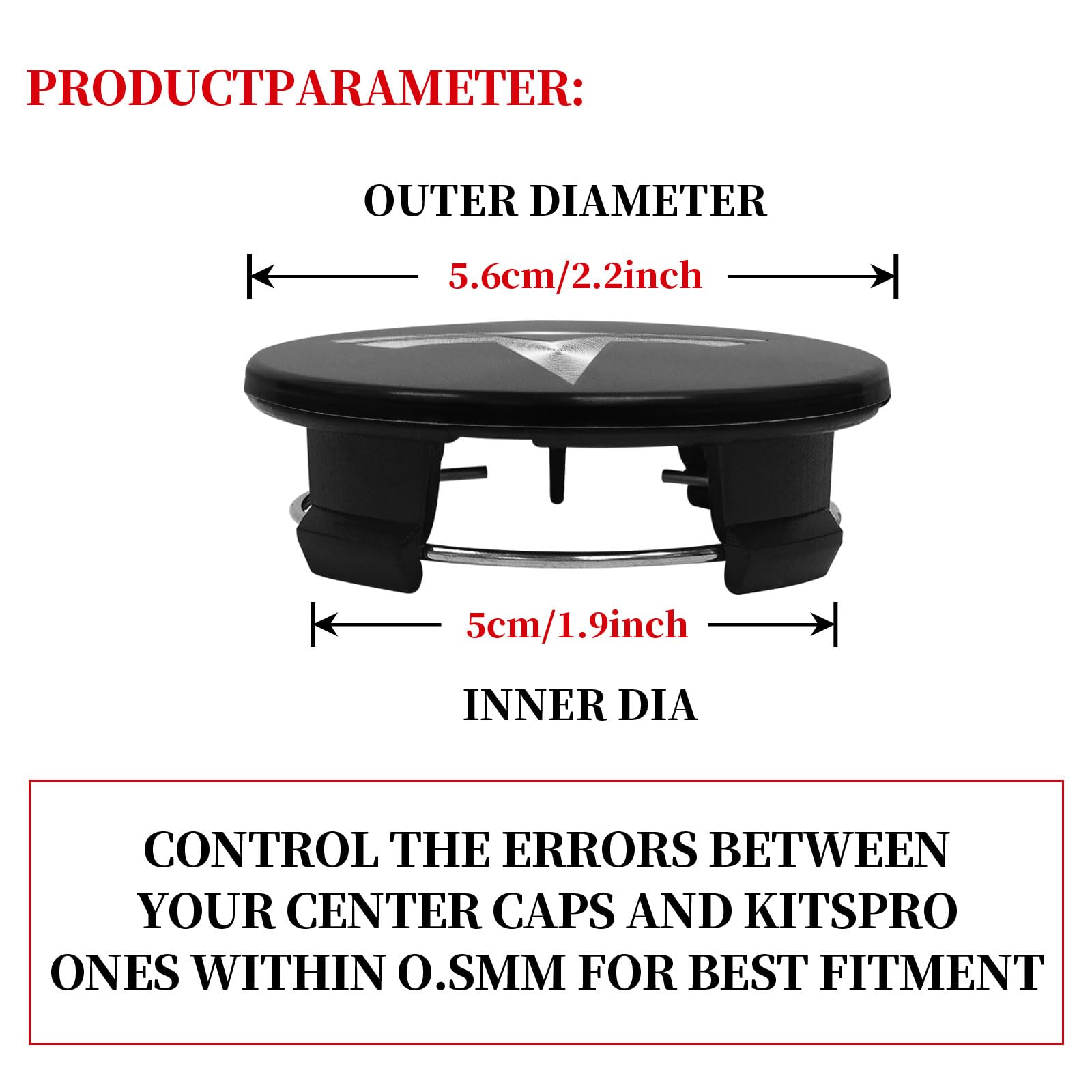 Knomix 4 Pack Exterior Decoration Wheel Center Cover for Tesla Model 3 Model Y,56mm Hubcaps Wheel Rim Cover Tesla Center Caps Hu