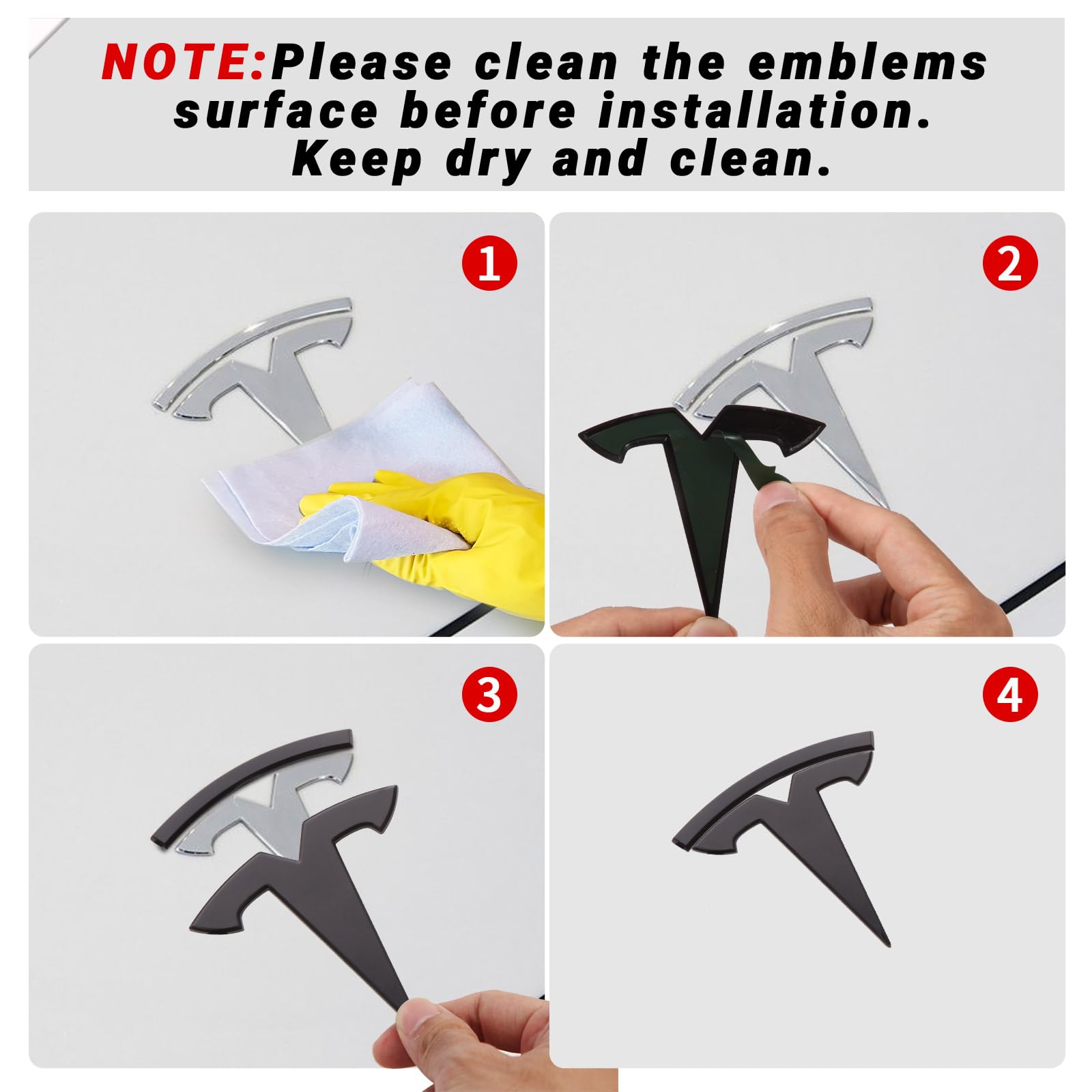 Emblem Cover Compatible With Model Y 2024 2023 2022 2021 2020 Accessories 3 Pcs