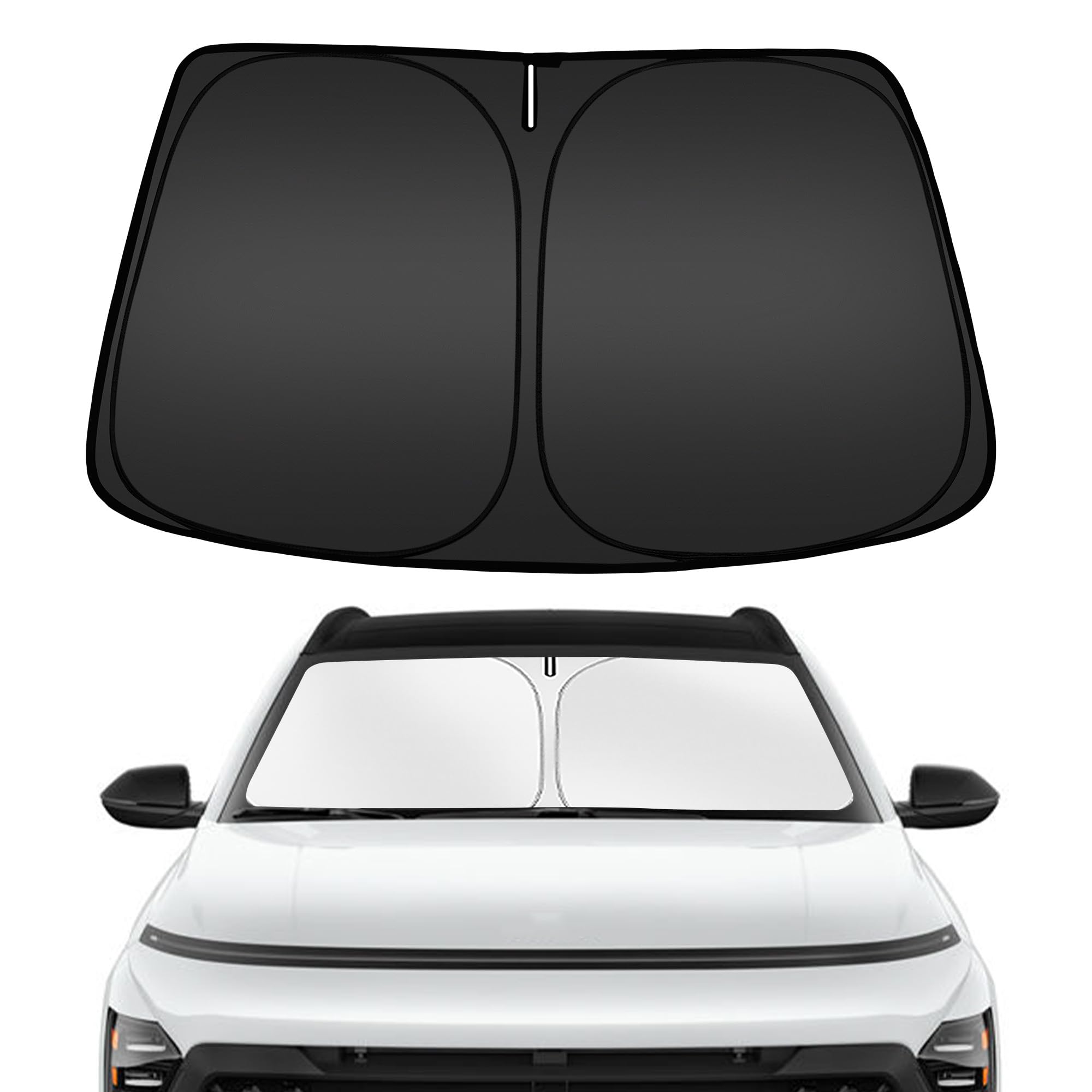 ARISMOTOR Windshield Sun Shade for Hyundai Kona 2024-2025, Custom Fit Foldable Front Window Sunshade Sun Visor Protector, Block 