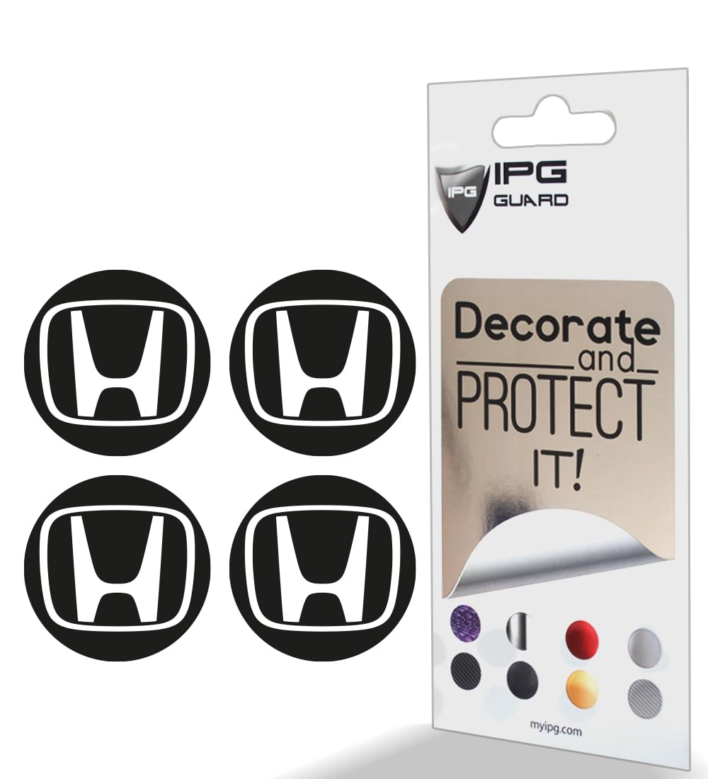 IPG Compatible with Civic Accord CRV VTEC Si Logo Cap Inner or Outer Stckers Dcals (Center Cap:2.25) (4 Units) (Solid Black, O
