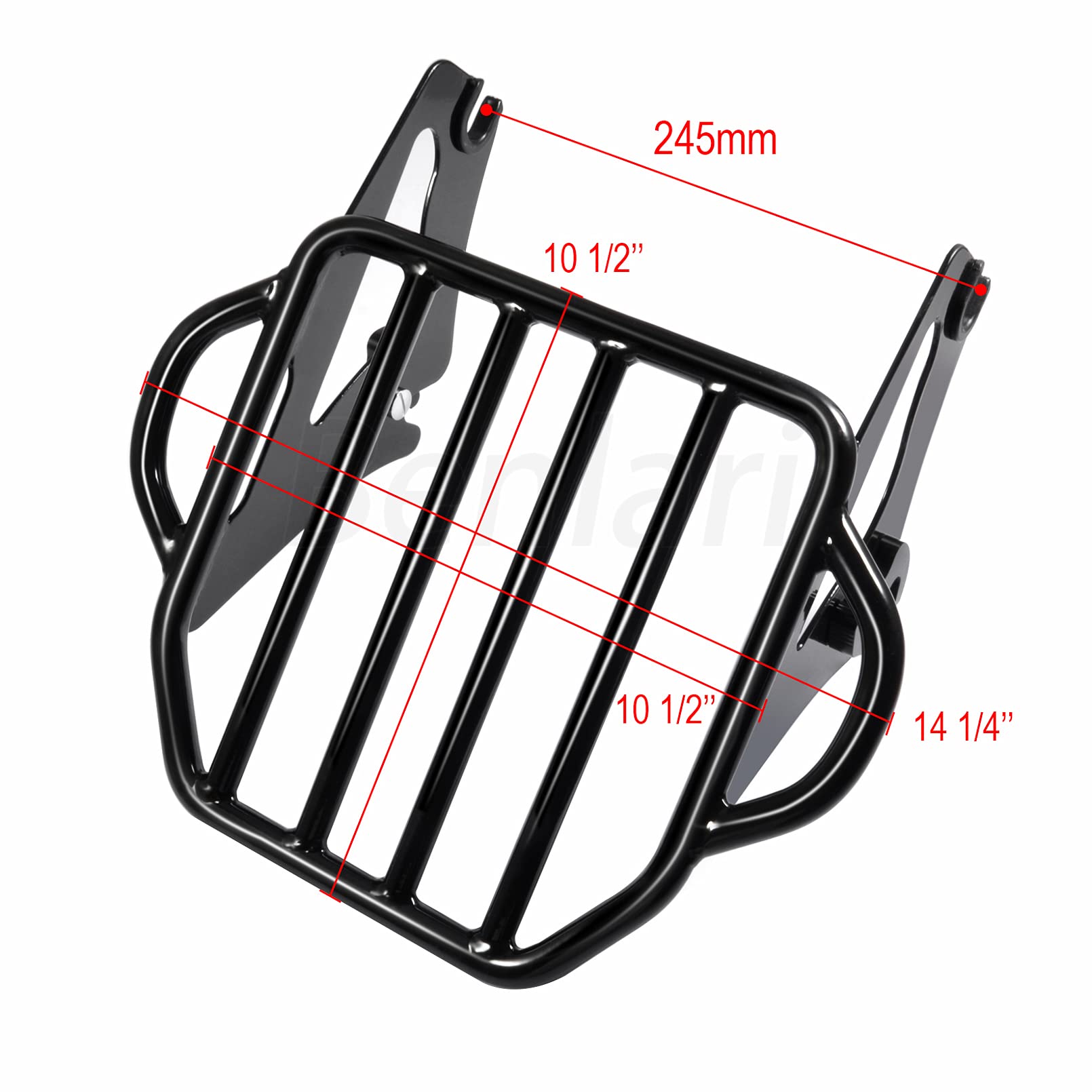 Benlari Gloss Black Detachable Luggage Rack 2-Up Mounting Rack Compatible For Harley Touring Road King Street Electra Glide 2009-2024 2021 2020 2019 2018 2017 2016 2015 2014 2013 2012 2011 2023