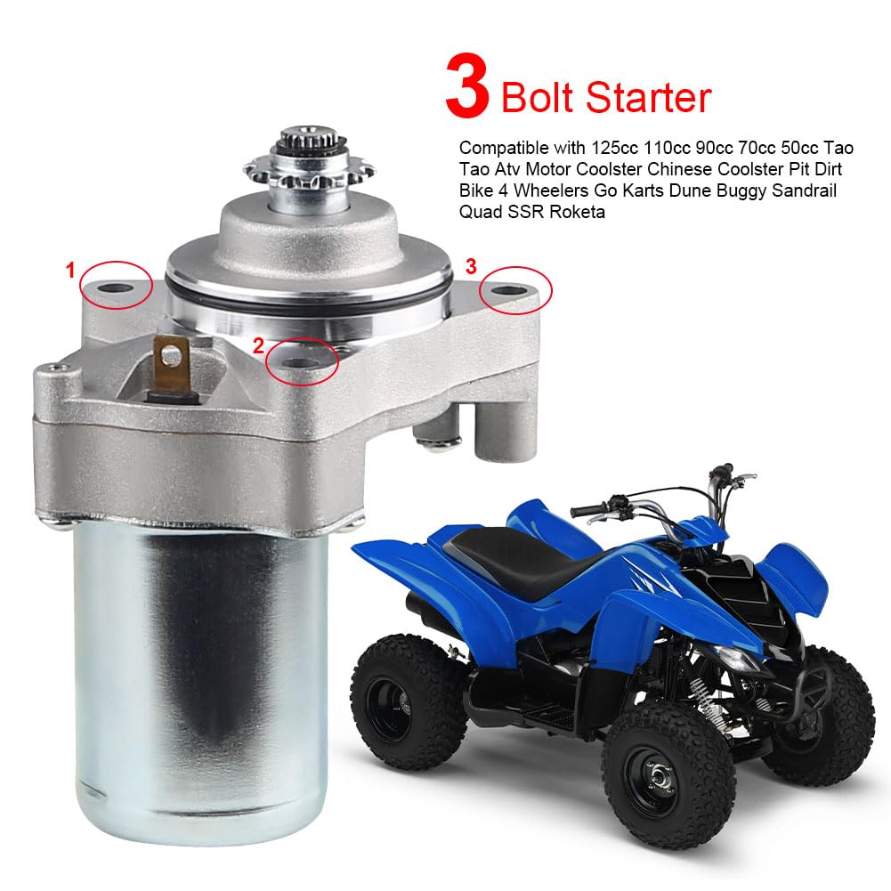 WATERWICH Starter Compatible with Tao Tao 125cc 110cc-50cc ATV Coolster Motor Coolster Four 4 Wheeler Chinese Pit Dirt Bike 4 Wh