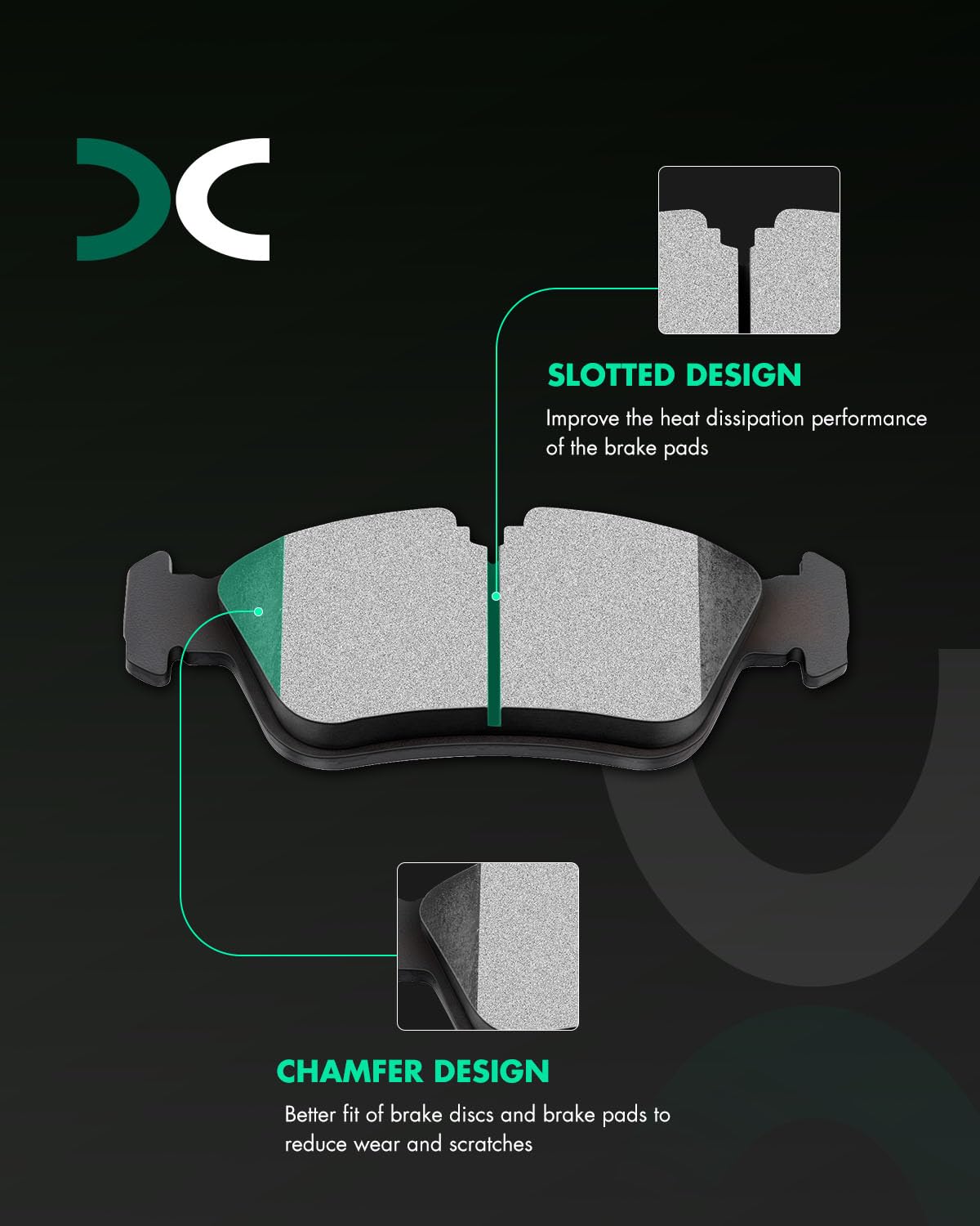 Scitoo Ceramic Brake Pads, 4Pcs Front Brake Pads Brakes Kits Fit For Bmw 318I,318Is,318Ti,3I,323Ci,323I,323Is,325Ci,325I,325Is,3