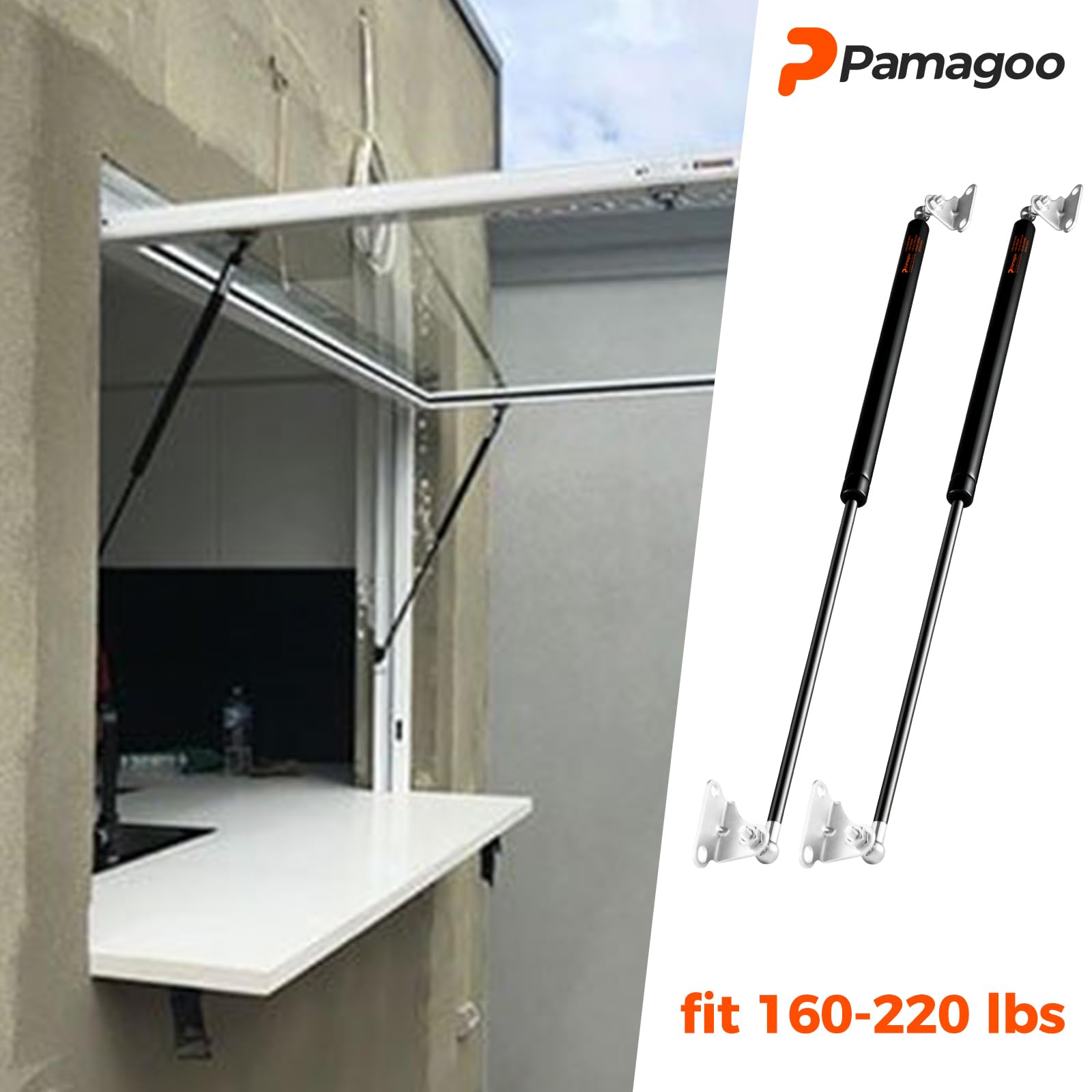 Pamagoo 28 Inch Gas Strut 200 Lbs Per Shock, 890N/200 Lbs Gas Spring Lift For Heavy Duty Lid Basement Floor Door Rv Bed Shed Doo