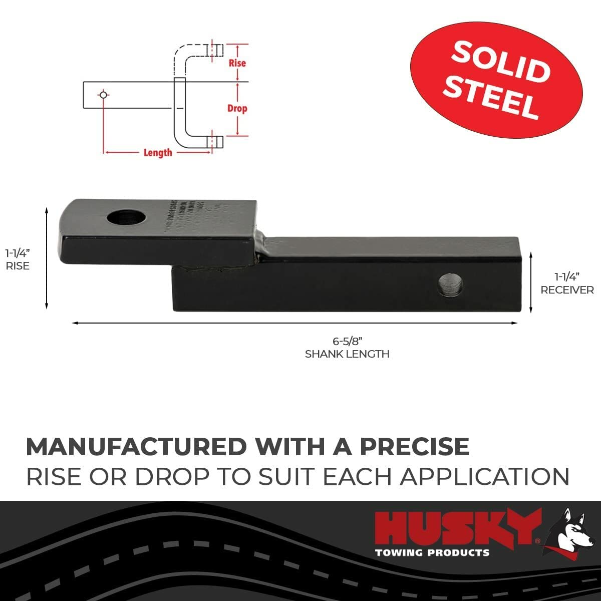 HUSKY TOWING Husky 31341 6 - 5/8 X 5/8 X 1-1/4 Class II Replacement Ball Mount,Black