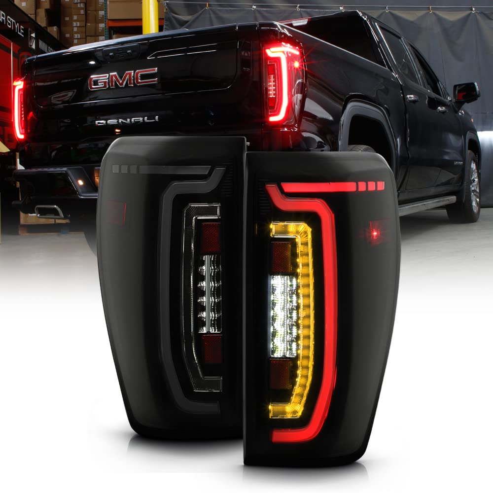 KEEKPO - For [LED Type] 2019-2023 GMC Sierra 1500 Black Smoked Full LED TaiL Lights Lamps w/SwitchBack Turn Signal Set