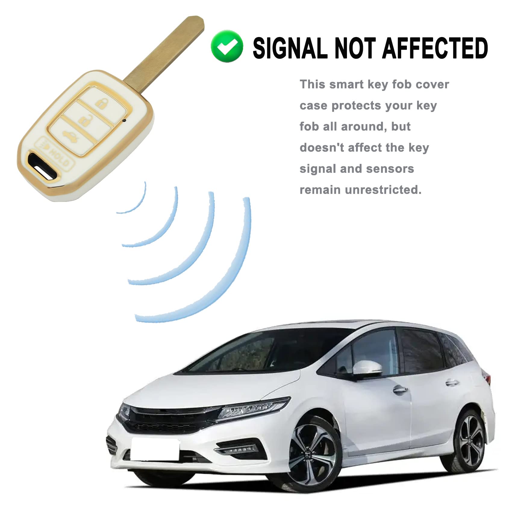 Key Fob Cover Case Fit For Honda Accord Civic Cr-V Hr-V Remote Holder Skin Protector Keyless Entry Sleeve Accessories (White)