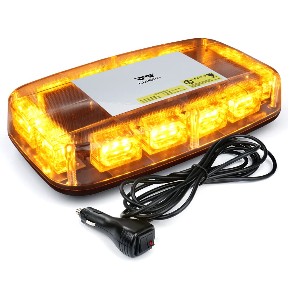 Lumenix 36 Led Roof Top Mini Strobe Light With Magnetic Base, High-Bright Emergency Safety Warning Led Flashing Strobe Light Bar For Snow Plow Pickup Trucks Construction Vehicles - Amber
