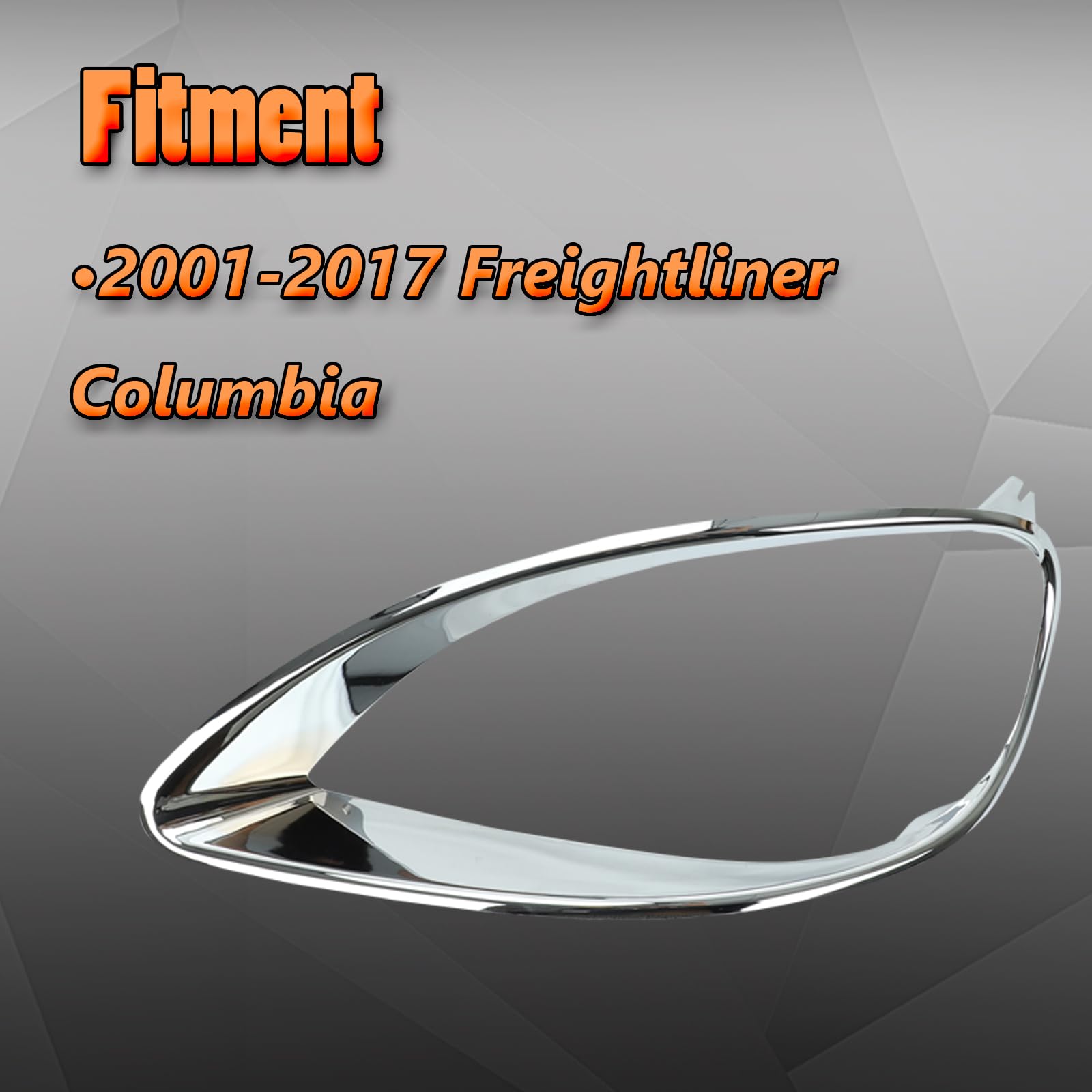 Baclaugh Chrome Headlight Bezel Trim Driver + Passenger Replacement For Freightliner Columbia 01-17