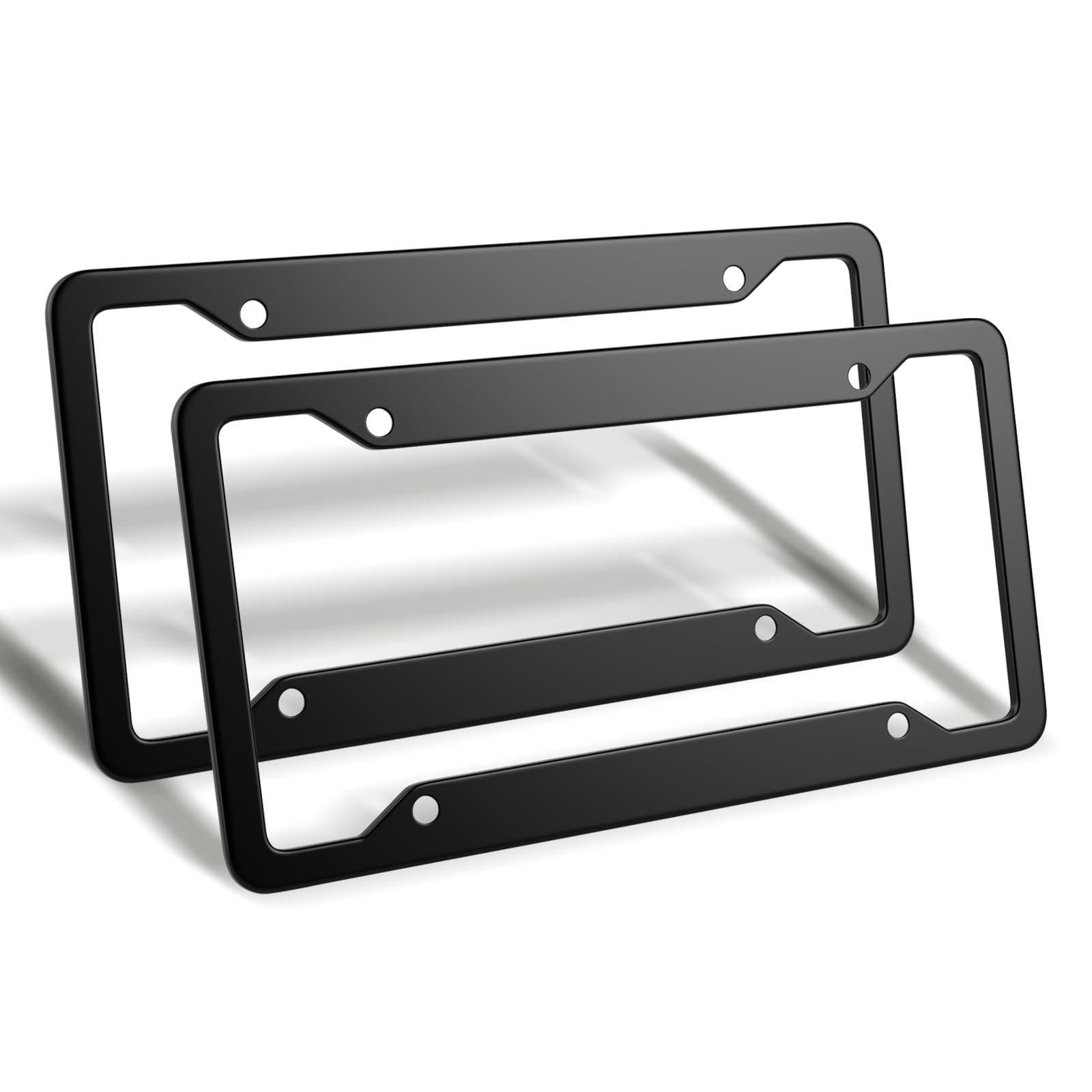 Black License Plate Frames 2 Packs, License Plate Covers,Universal Aluminum Tag Frame For Front And Rear Car Tags,Number Plate F