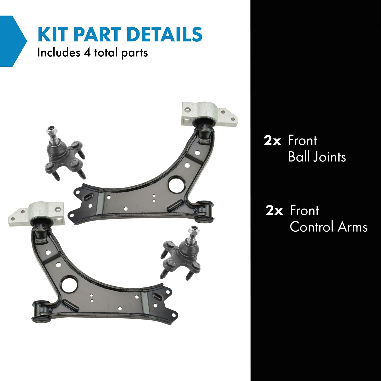 TRQ Front Lower Control Arm with Ball Joint Set Compatible with 2006-2013 Audi A3 A3 Quattro 2007-2016 Volkswagen Eos 2010-2014