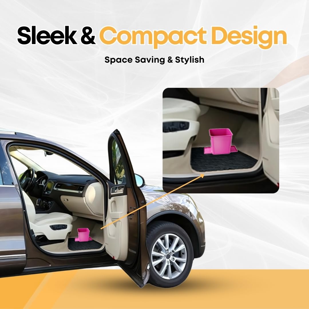 Car Trash Can For Vehicles Leakproof Compact Garbage Bin W/ Stability Flap, Anti-Slip Base, Portable Trash Holder For Cars, Truc