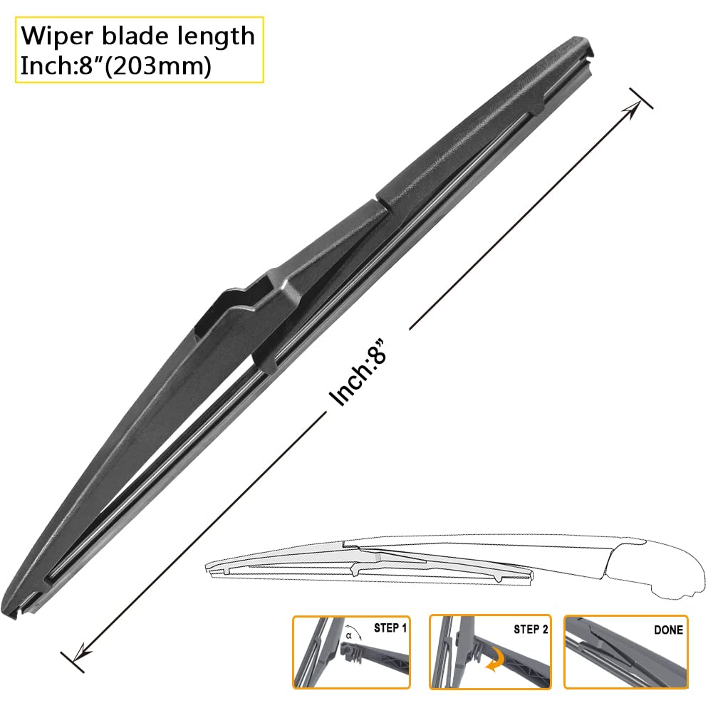 Autoboo 28''+14'' Windshield Wipers With 8'' Rear Wiper Blade Replacement For Toyota Prius C 2012 2013 2014 2015 2016 2017 2018