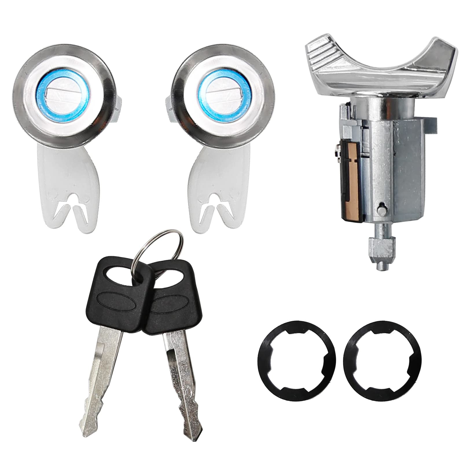 Door Lock Cylinder with Key, Ignition Key Switch Lock Cylinder, Replacemenr for Ford F series 150 250 350 1990-1995 Pickup E150 