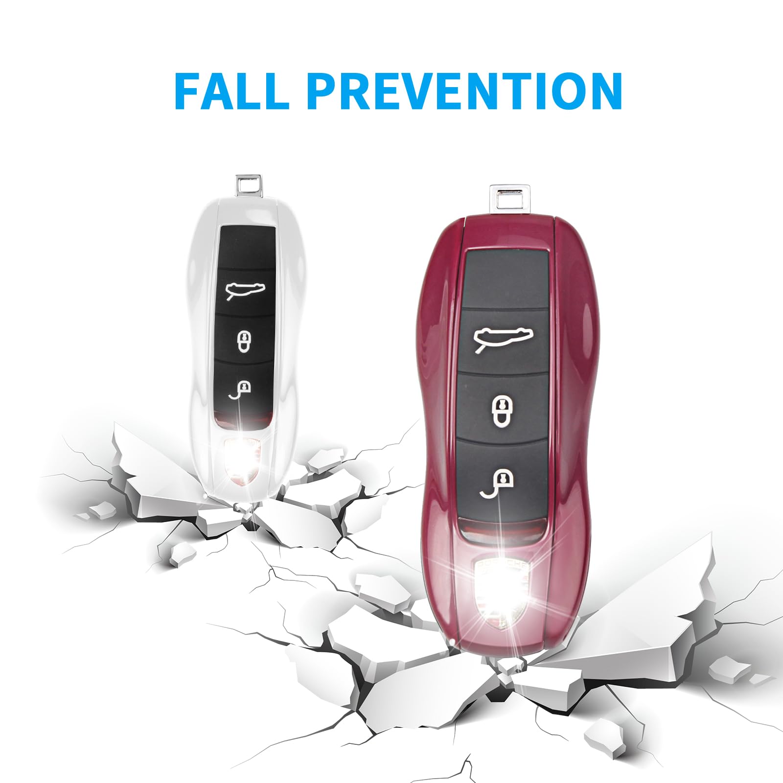 Qbuc For Porsche Key Fob Cover,3-Piece Painted Key Shell Compatible With Porsche Cayenne Panamera Macan Cayman (Ruby Red)