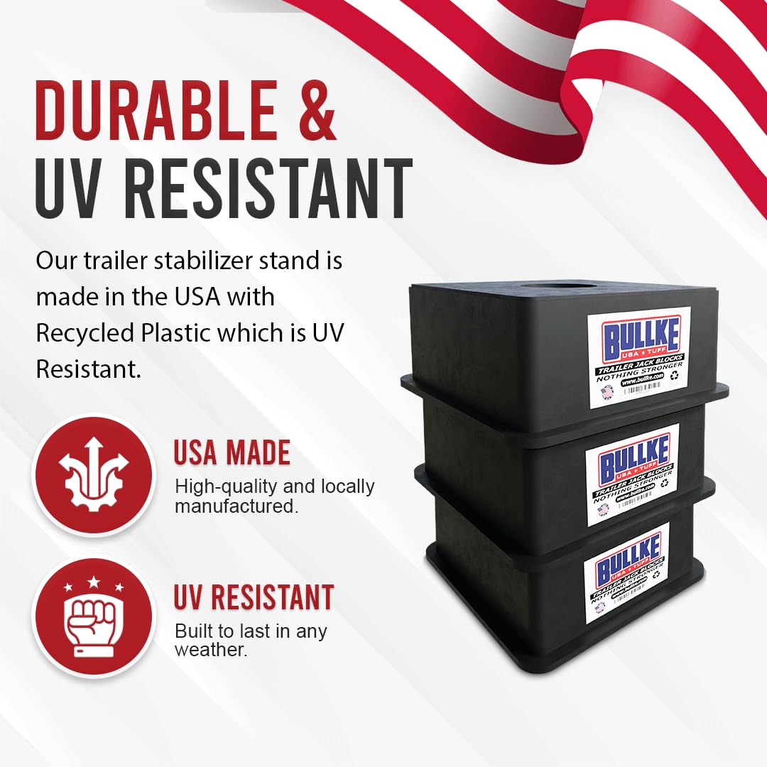 Usa-Made Trailer Jack Blocks |Up To 18,000 Lbs.| Heavy Duty Rv Leveling & Stabilizing Pads For Camper, Travel Trailer,5Th Wheel