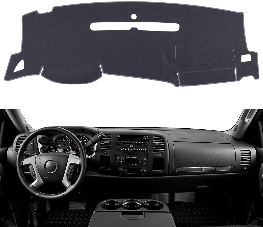 Blibliunit Dashboard Cover For Gmc Sierra And Chevrolet Silverado- Fits 2007-2013 Models With Two Glove Boxes. Custom Fit Dash M