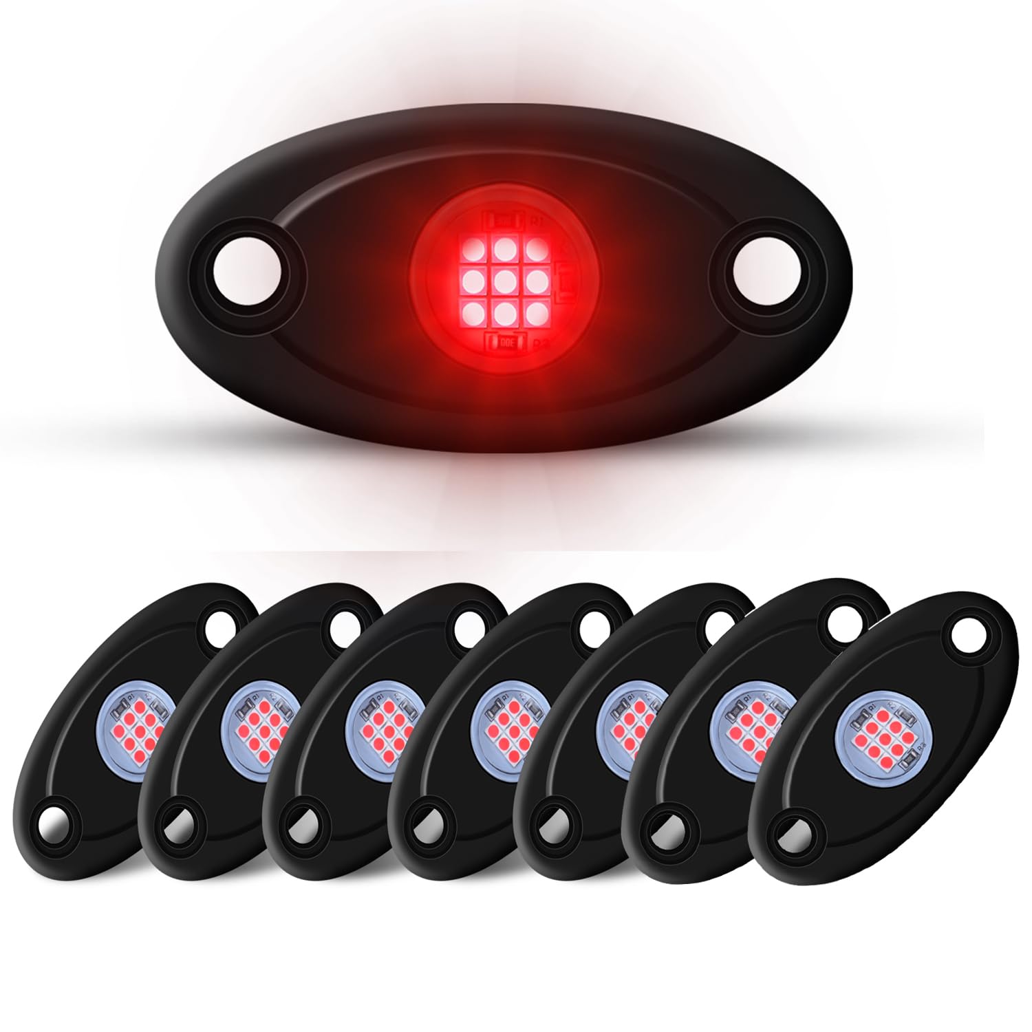 Ly8 Led Rock Lights 8 Pods Red For Truck Atv Utv Suv Motorcycle Car Boat Shockproof Waterproof Underbody Glow Neon Trail Rig Fender Lighting