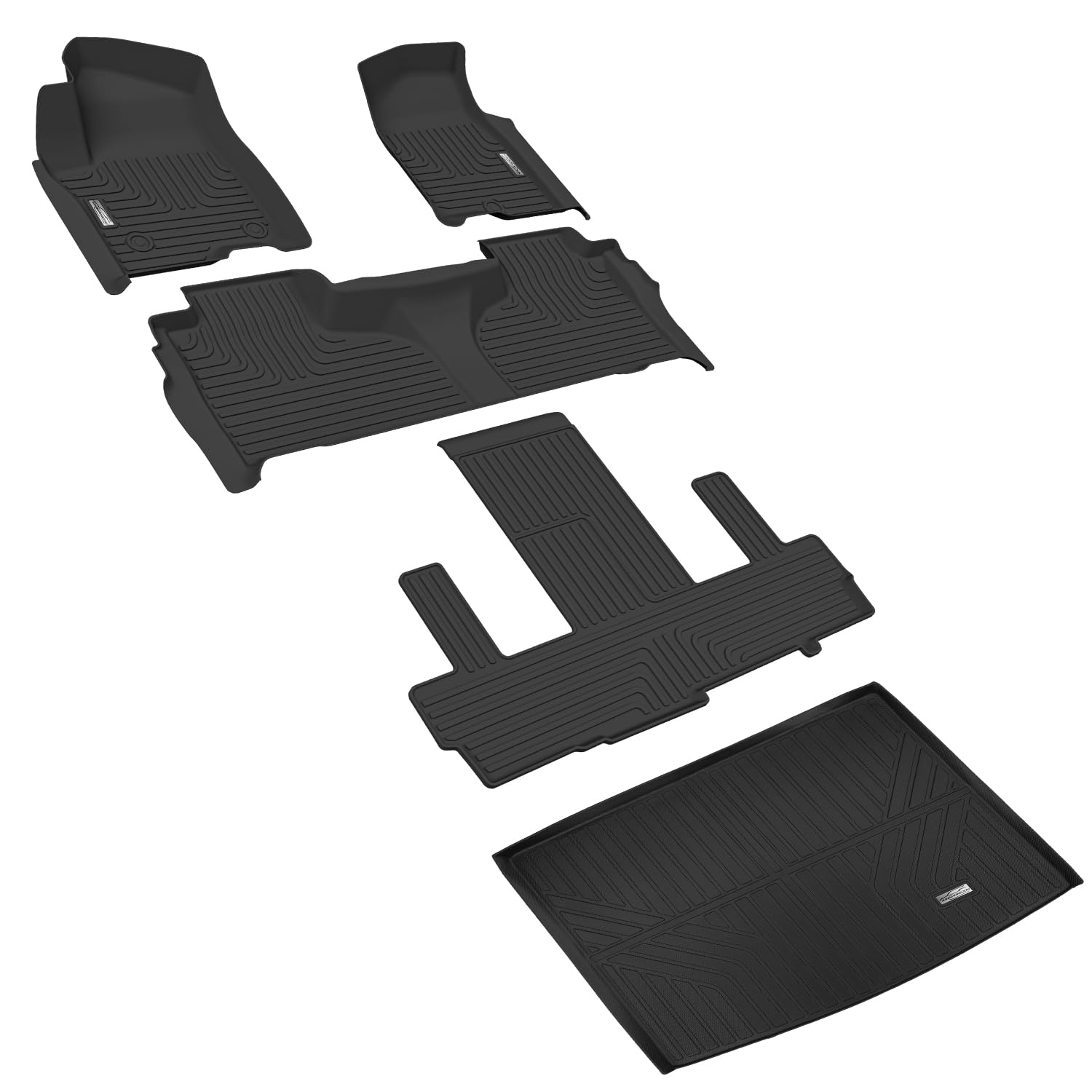 Xinshangxiu 3 Row Floor Mats & Cargo Trunk Liner For 2021 2022 2023 2024 Chevrolet Chevy Suburban/Gmc Yukon Xl/Cadillac Escalade 2Nd Row Bucket Seats,Tpe All-Weather Protector Rubber Mat