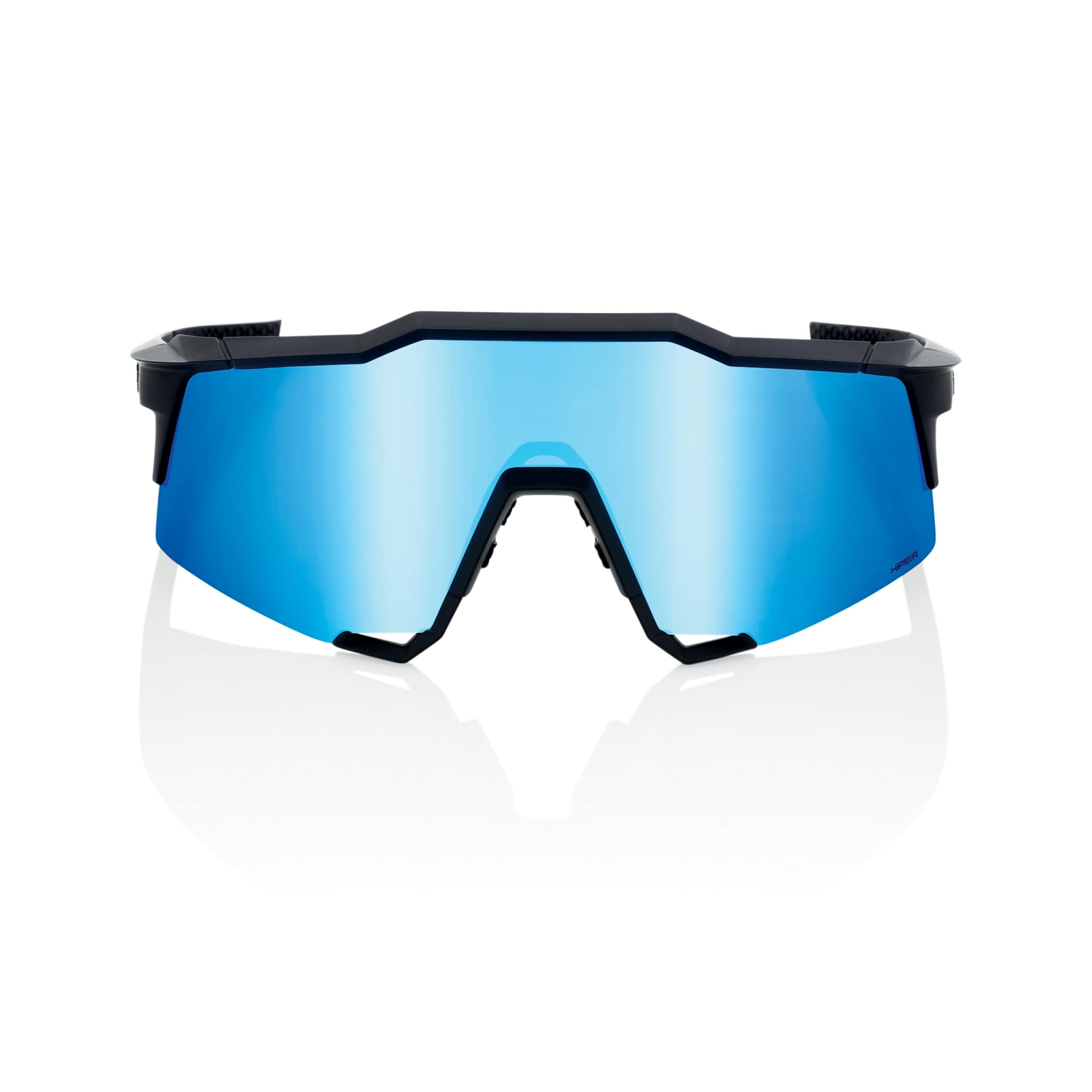 100% Speedcraft Sport Performance Cycling Sunglasses (Matte Black - Hiper Blue Multilayer Mirror Lens)