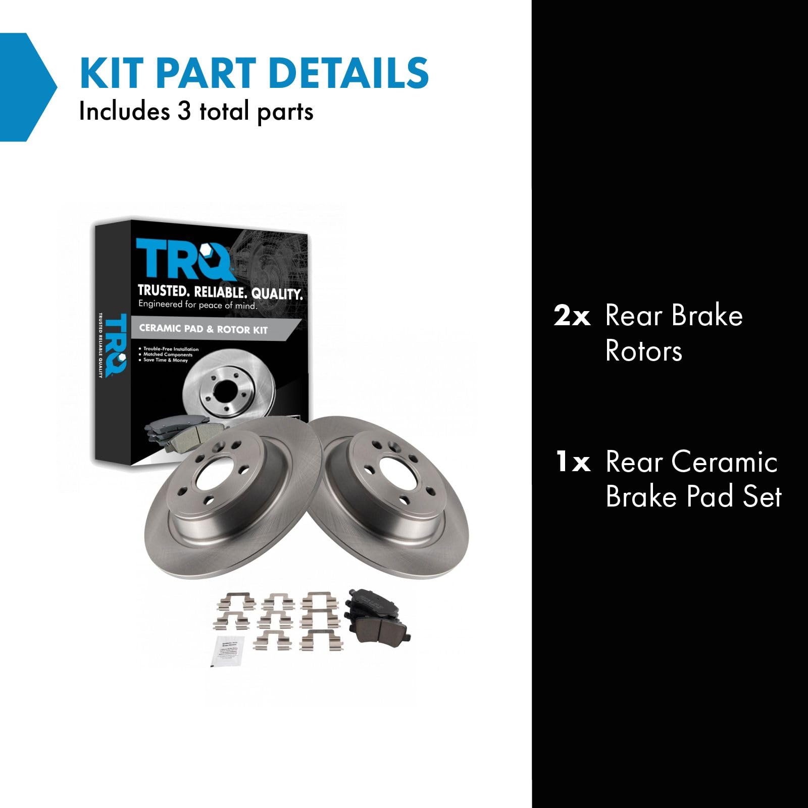 Trq Rear Brake Pad & Rotor Kit Brake Pads Brake Rotor Ceramic Compatible With 2012-2015 Land Rover Range Rover Evoque