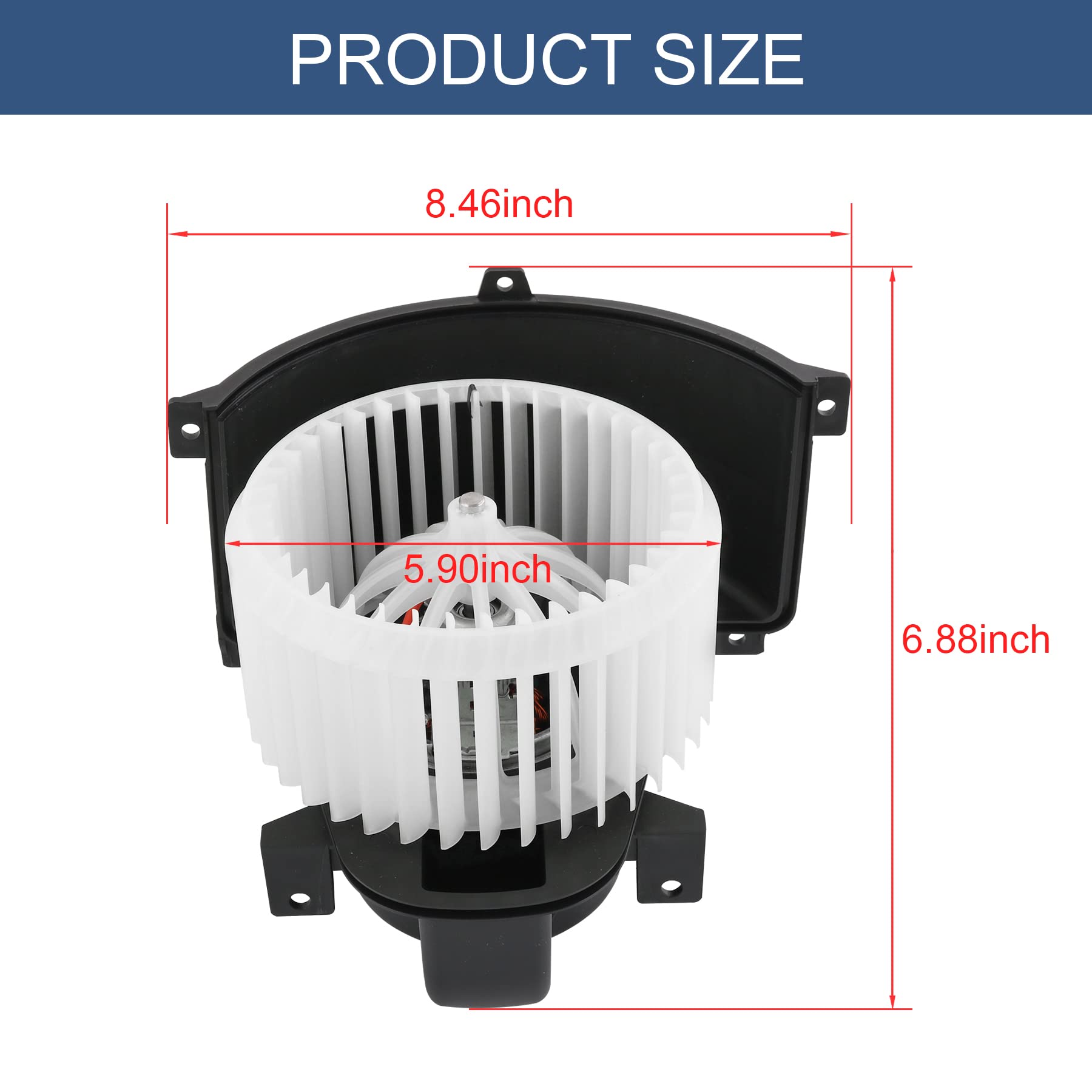JDMSPEED Heater Blower Motor & Cage Front Replacement for Audi Q7 2007-2015, Replacement for Volkswagen VW Touareg 2004-2010 Replaces 7L0820021Q 7L0820021H 7L0820021L 4L1820021B HVAC Blower Motor