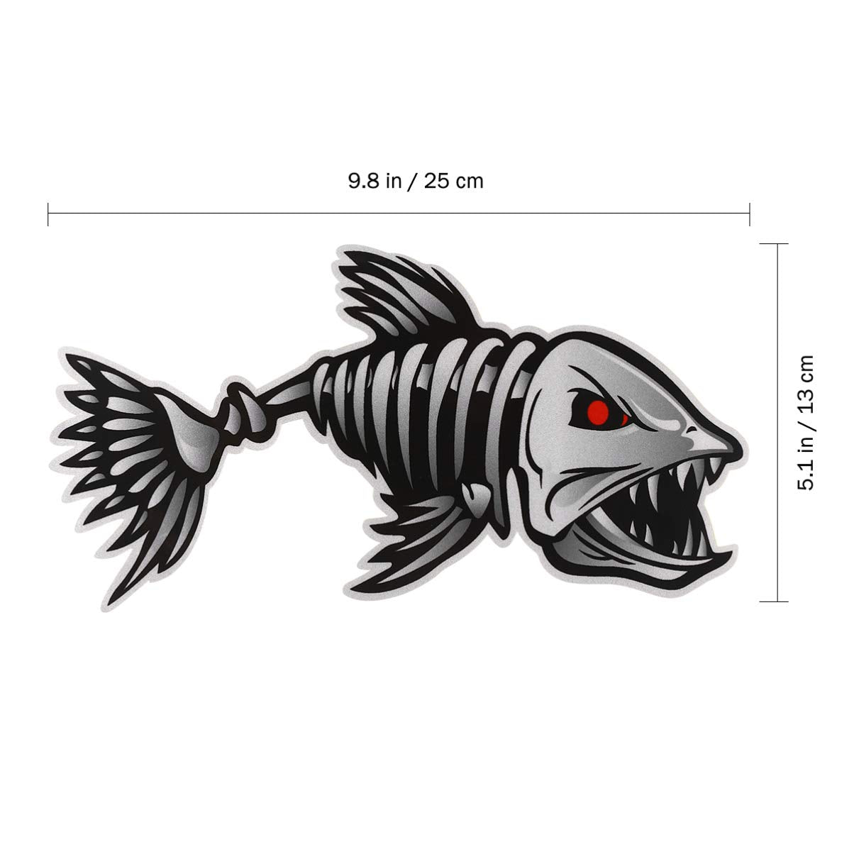 WINOMO 2Pcs 10x5 inch Fish Skeleton Decals Sticker Vinyl Auto Decal Sticker for Kayak Fishing Car