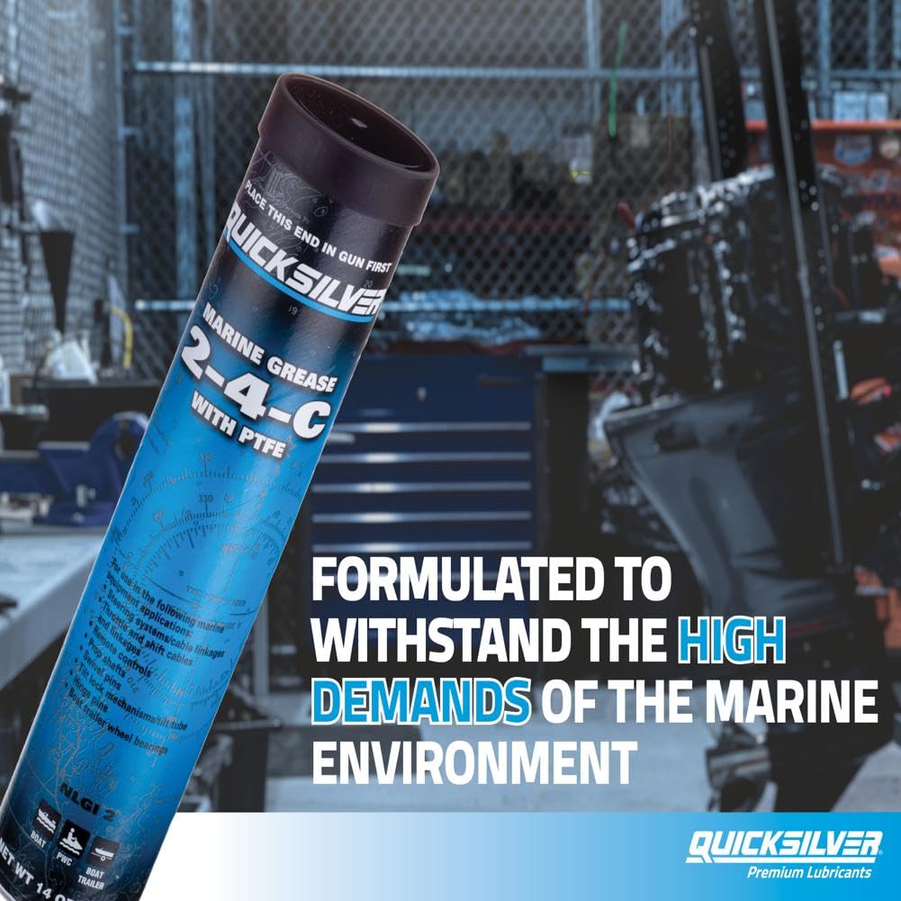 Quicksilver 802861Q1 2-4-C Marine Grease/Lubricant With Ptfe - 3 Oz. Cartridge
