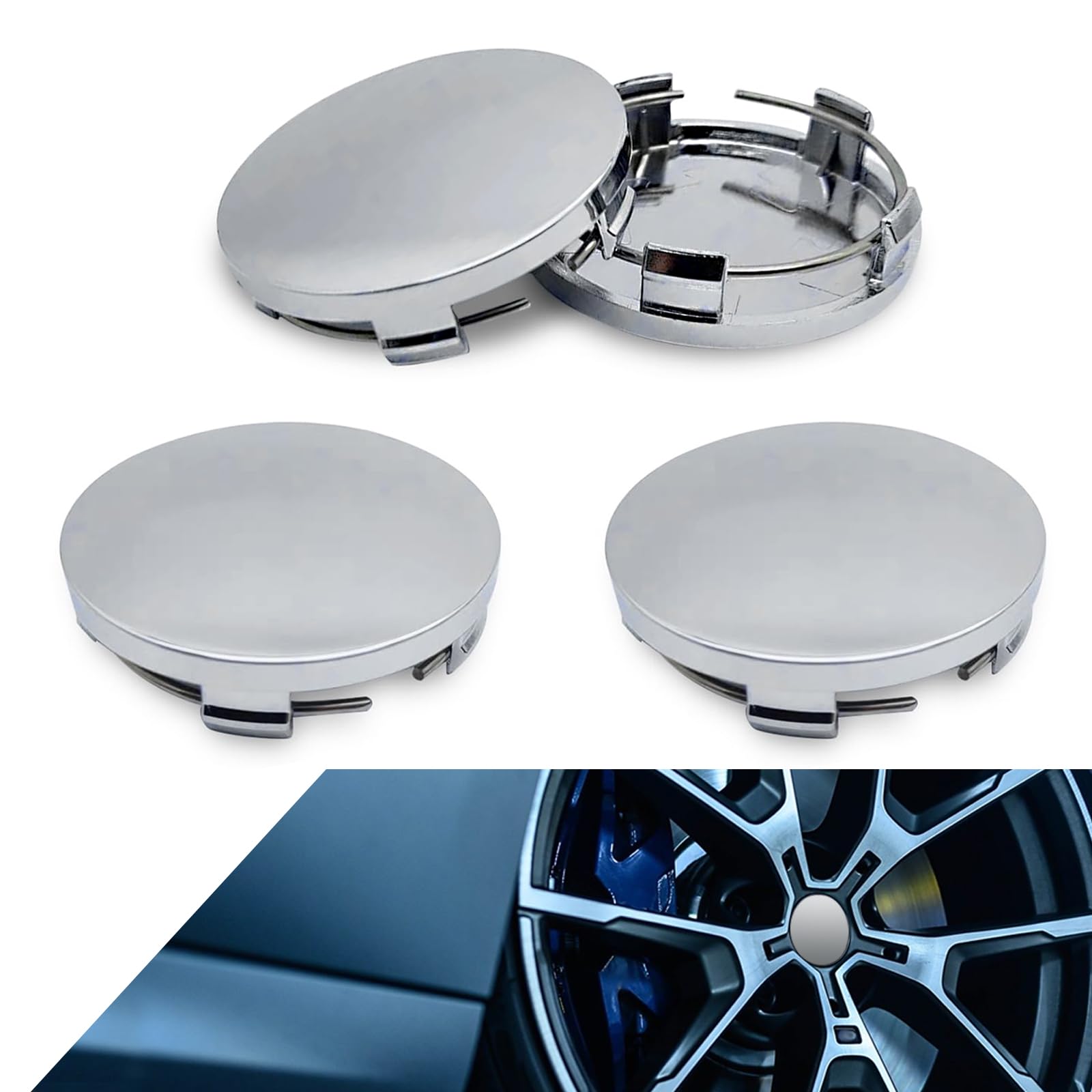 Anyhut 4 PCS Wheel Center Caps, 2.36in X 2.2in X 0.57in Snap-In Center Caps, Waterproof & Durable Center Caps for Rims, Universa