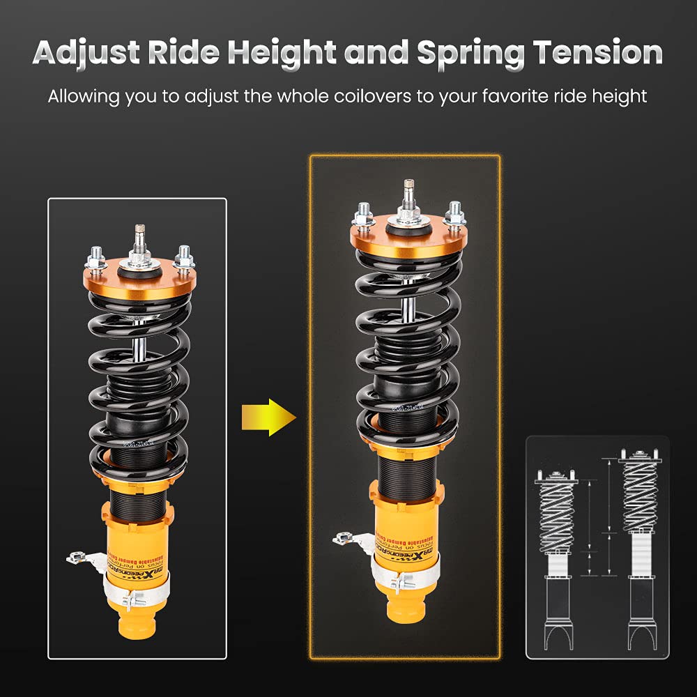 maXpeedingrods Coilover Adjustable for Honda Civic 1989-2000 CRX 1989-1991 Delsol 1993-1997, for Acura Integra 1994-2001, 24 Lev