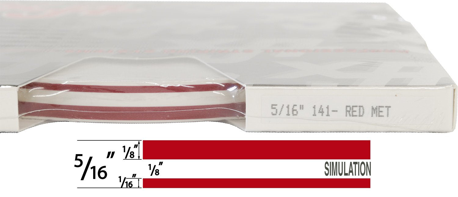 Universal TFX 0005141 - Auto Customizing Dual Pinstripe - 5/16&quot; x 150' (1/8” Stripe, 1/8&quot; Gap, Then 1/16” Stripe) - 141-Red Metallic
