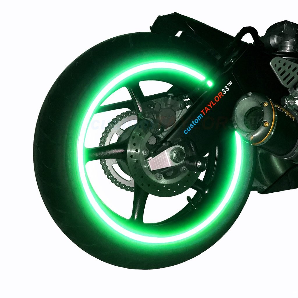 Customtaylor33 (All Vehicles) Green High Intensity Grade Reflective Copyrighted Safety Rim Tapes (Must Select Your Rim Size), 15'/17' (Combination Rim Size)