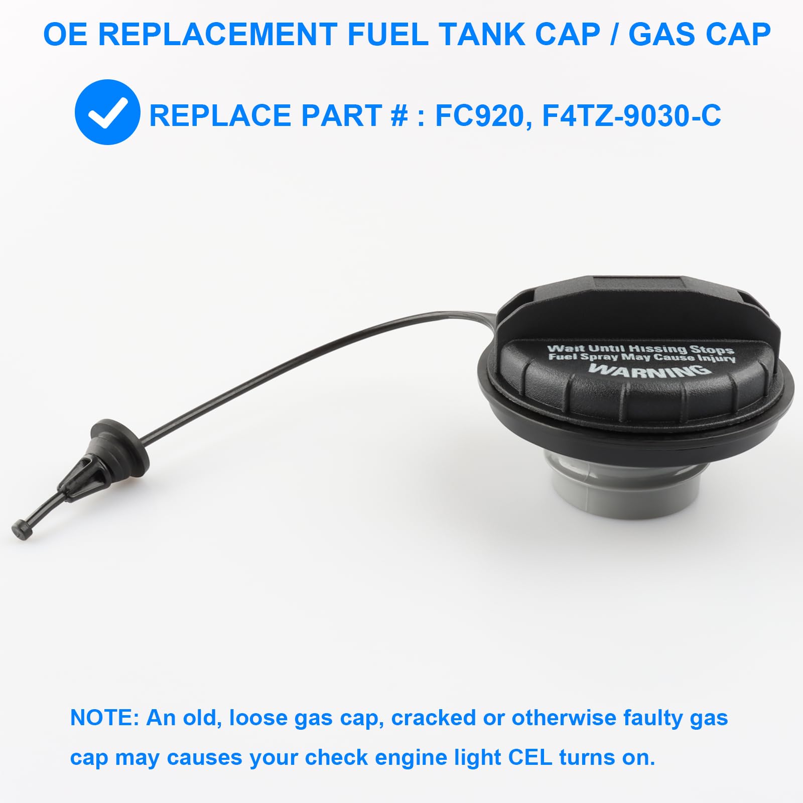 Fuel Gas Cap Replace FC920, F4TZ-9030-C Compatible with Ford - 1987-1996 Bronco, 1987-1996 F150 F250 F350, 1989-1996 E150 E250 E