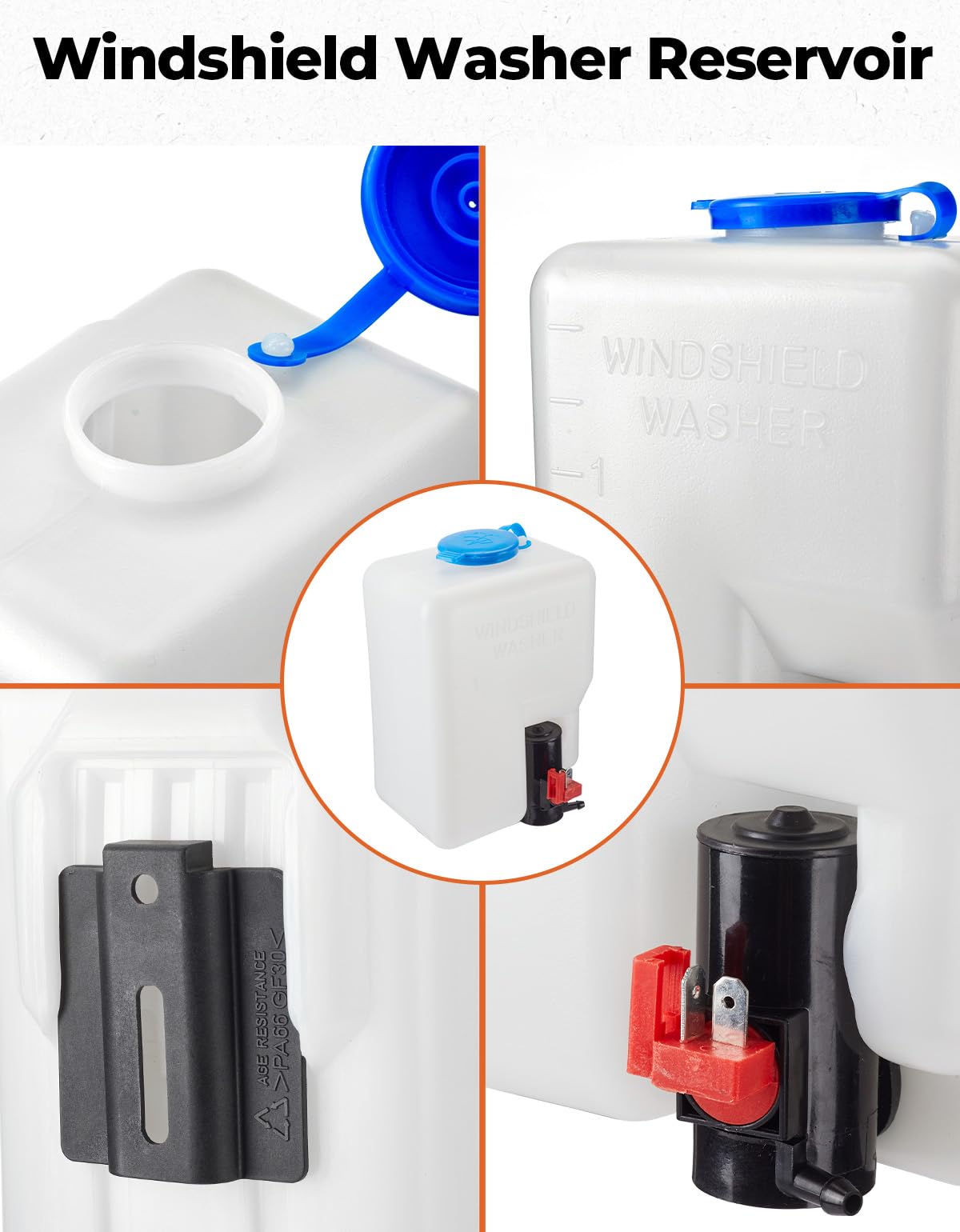 Kemimoto UTV Windshield Washer Pump Kit with 12V Windshield Wiper Motor Kit Compatible with Polaris RZR Ranger General Can Am X3