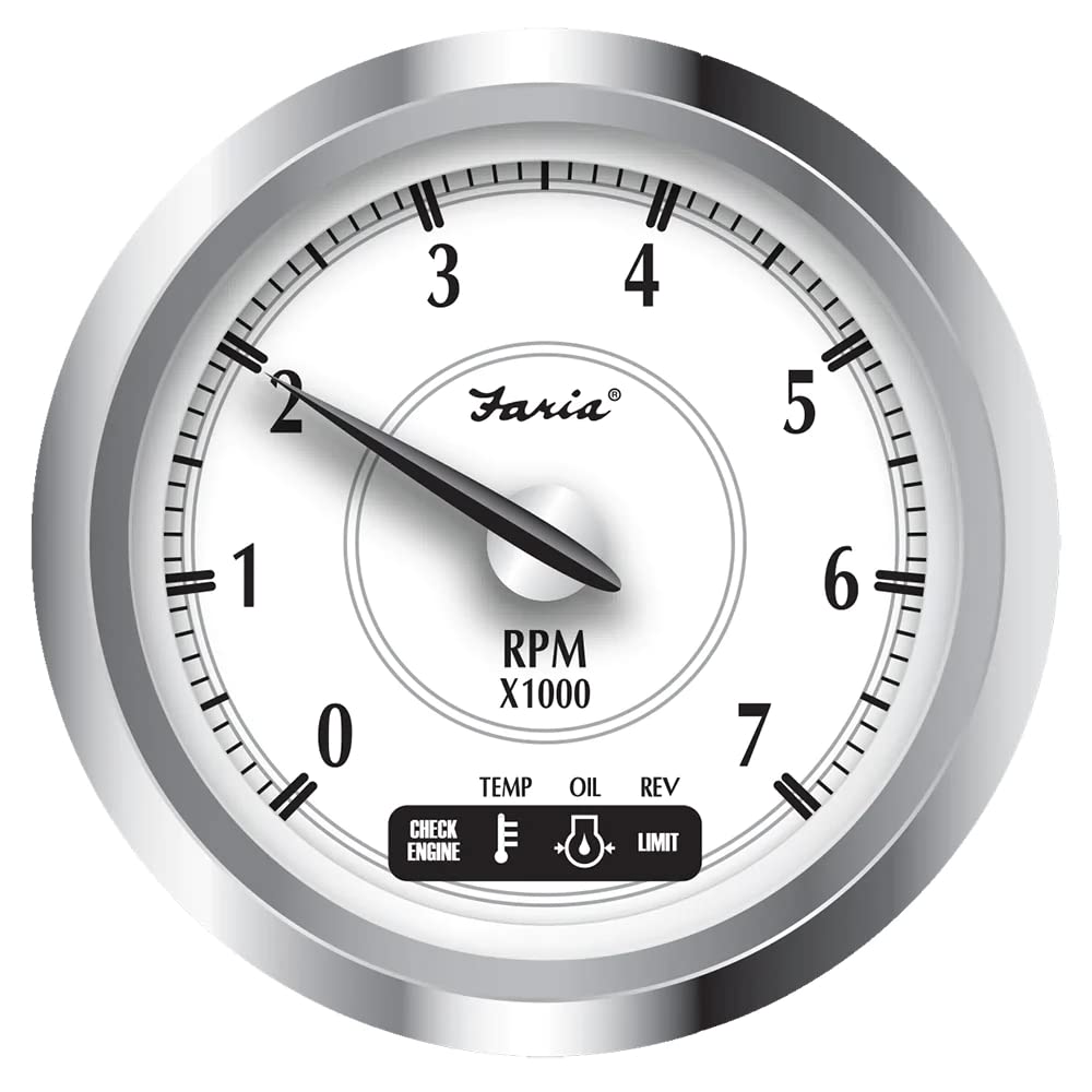 Faria Newport Ss 4 Tachometer W/System Check Indicator F/Suzuki Gas Outboard - 0 To 7000 Rpm