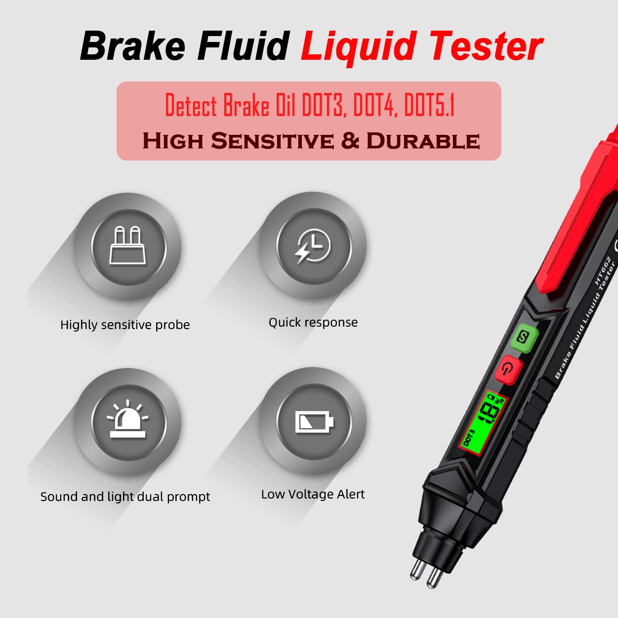 Brake Fluid Liquid Tester, Automotive Brake Fluid Content Detector, Vehicle Brake Diagnostic Testing Tool, Hydraulic Fluid Liqui