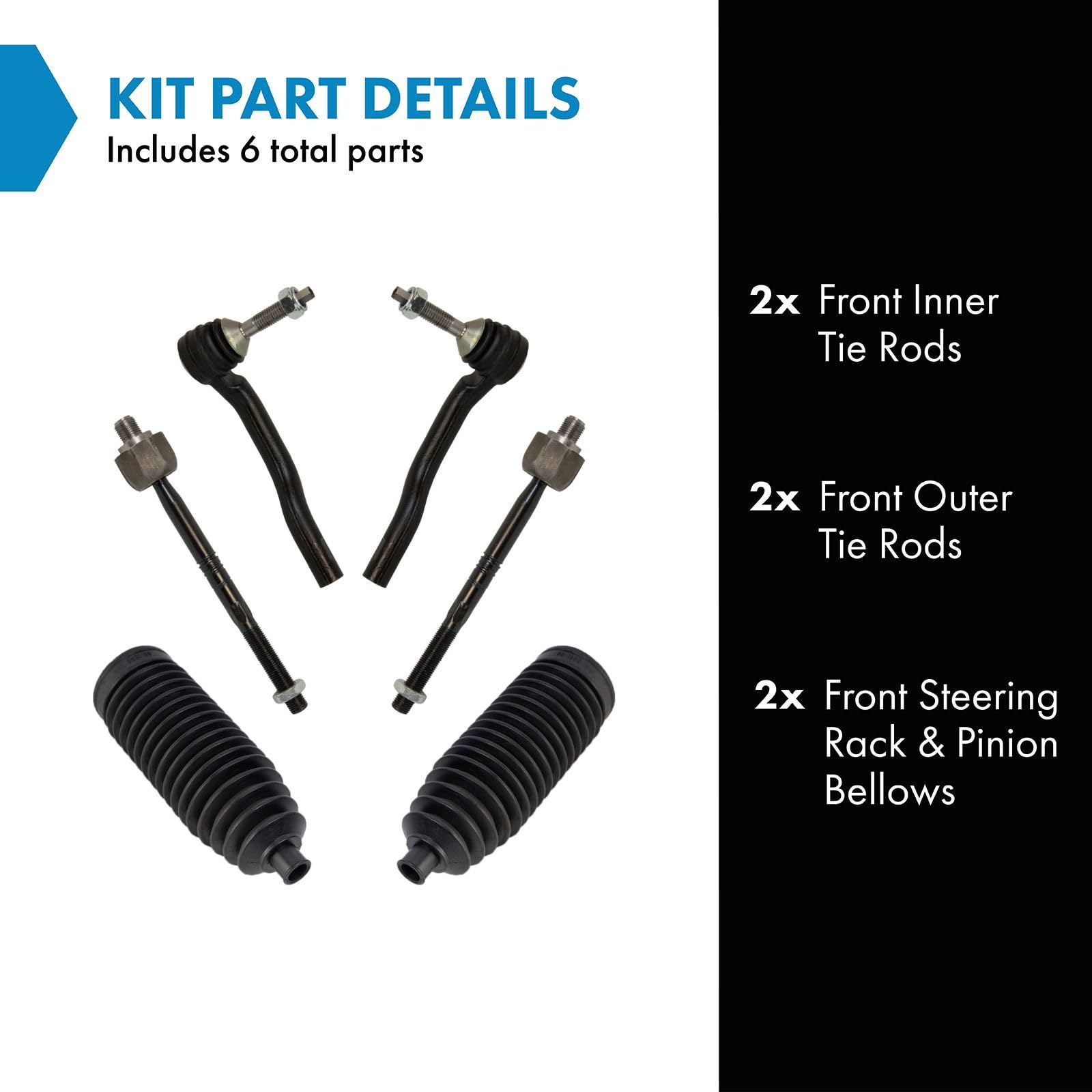 Trq Front Steering Kit Steering Rack & Pinion Bellow Tie Rod Compatible With 2015-2023 Ford Edge 2013-2020 Fusion 2017-2020 Linc