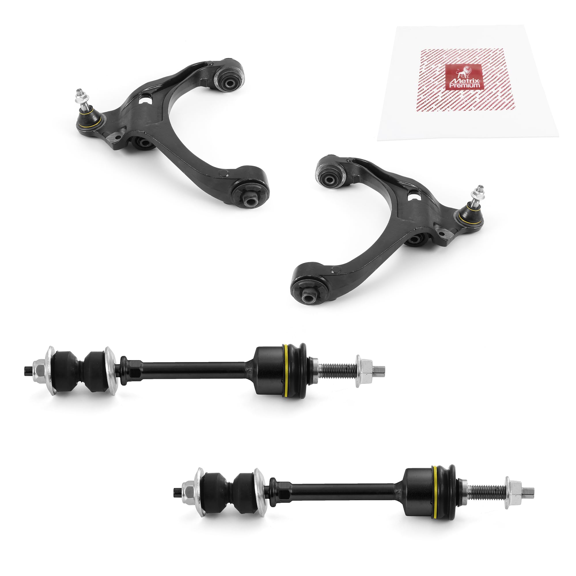 Metrix Premium Chassis Parts - 4 Pc Front Lower Control Arm & Front Sway Bar Stabilizer End Link Kit Fits 06-09 Mitsubishi Raide