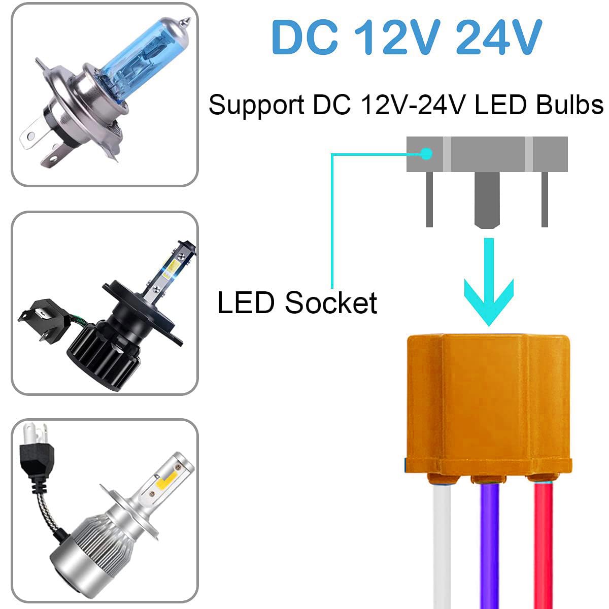Gebildet 6Pcs H4 Pigtail Headlight Socket H4 Wiring Harness Headlight Plug Ceramic H4 9003 Connector For Headlight Fog Light Ret