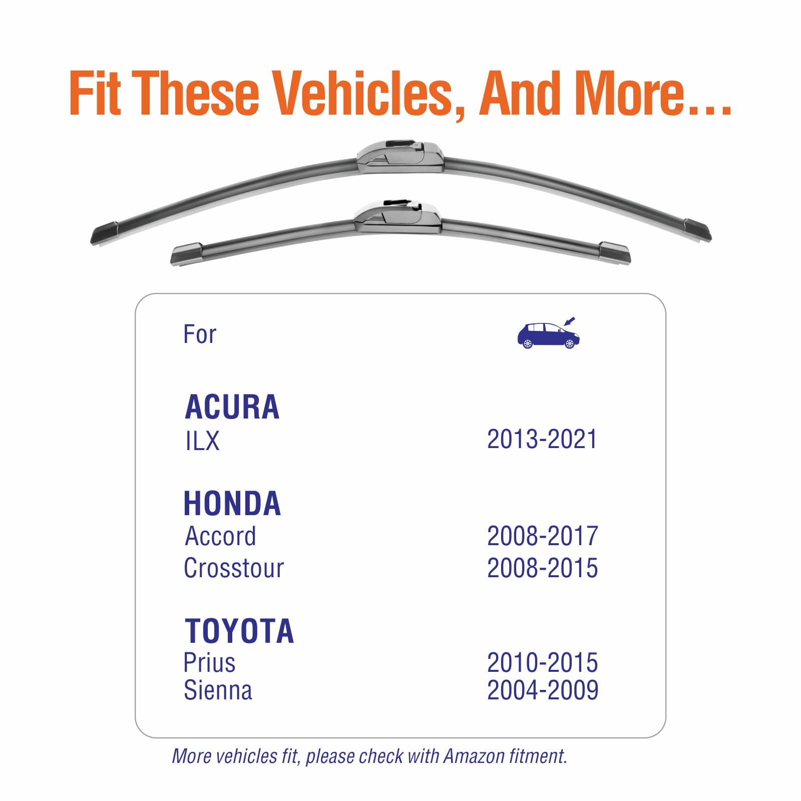 Wowiper Wiper Blades 26'' + 19'' Automotive Replacement Windshield Wiper Blades For My Car Premium All-Seasons Oe Quality Wipers