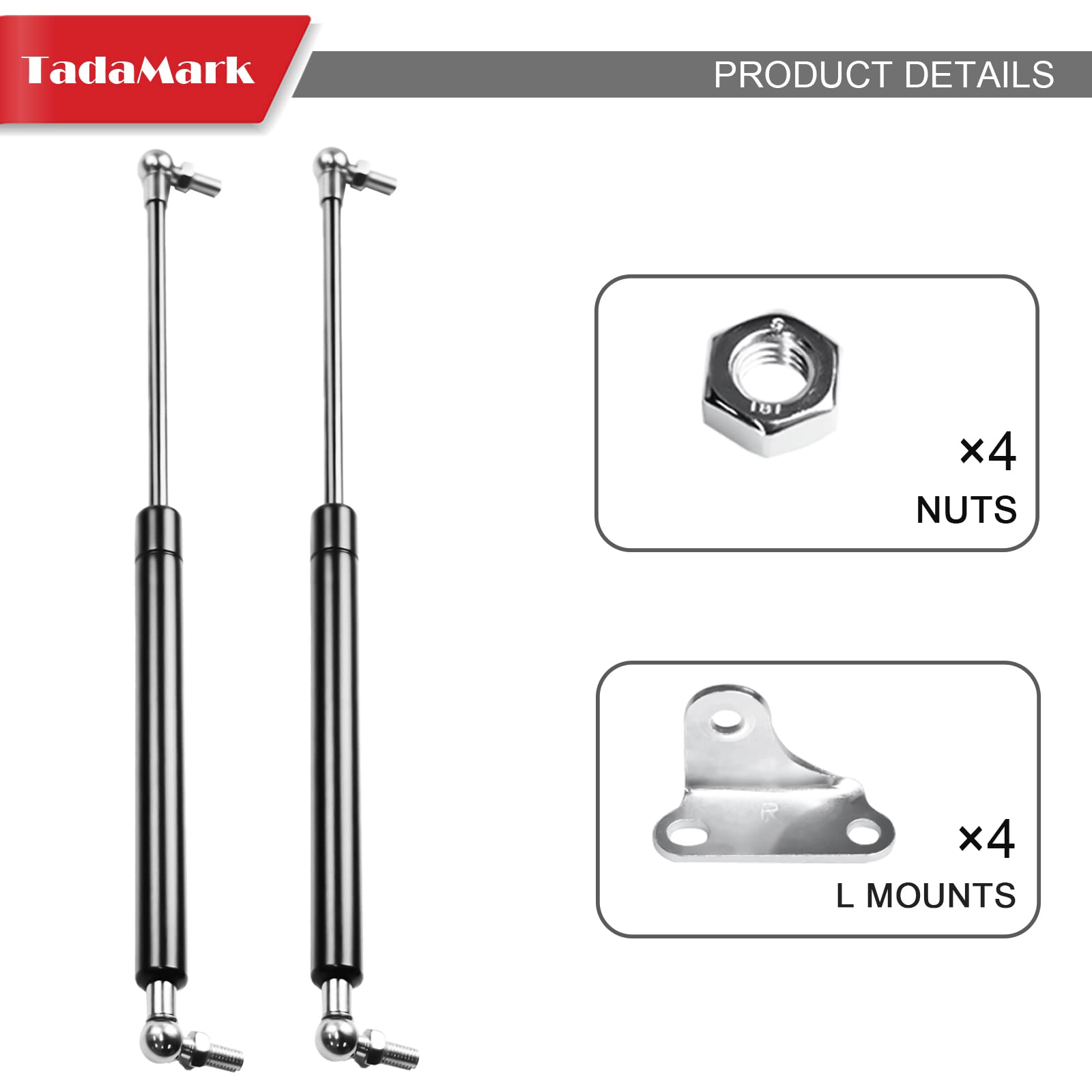 2 Pcs 13 Inch 100Lbs/445N Gas Strut Spring Shock With L Mount Brackets For Rv Bed Storage Large Storage Box Lid Truck Cap Camper