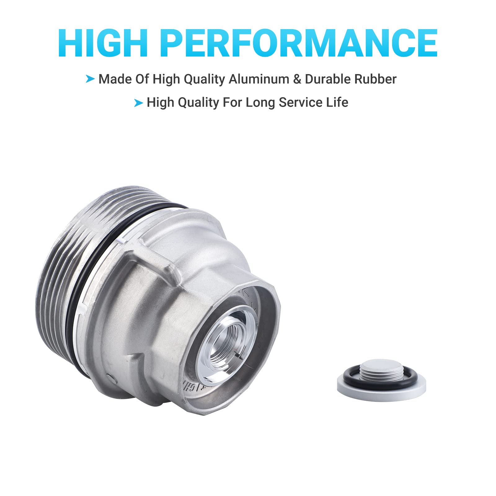 Pilida Oil Filter Housing Cap Assembly 15620-31060 for Toyota 2005-2019, Aluminum, 1 Pack, Natural Color, Fits Tundra, RAV4,