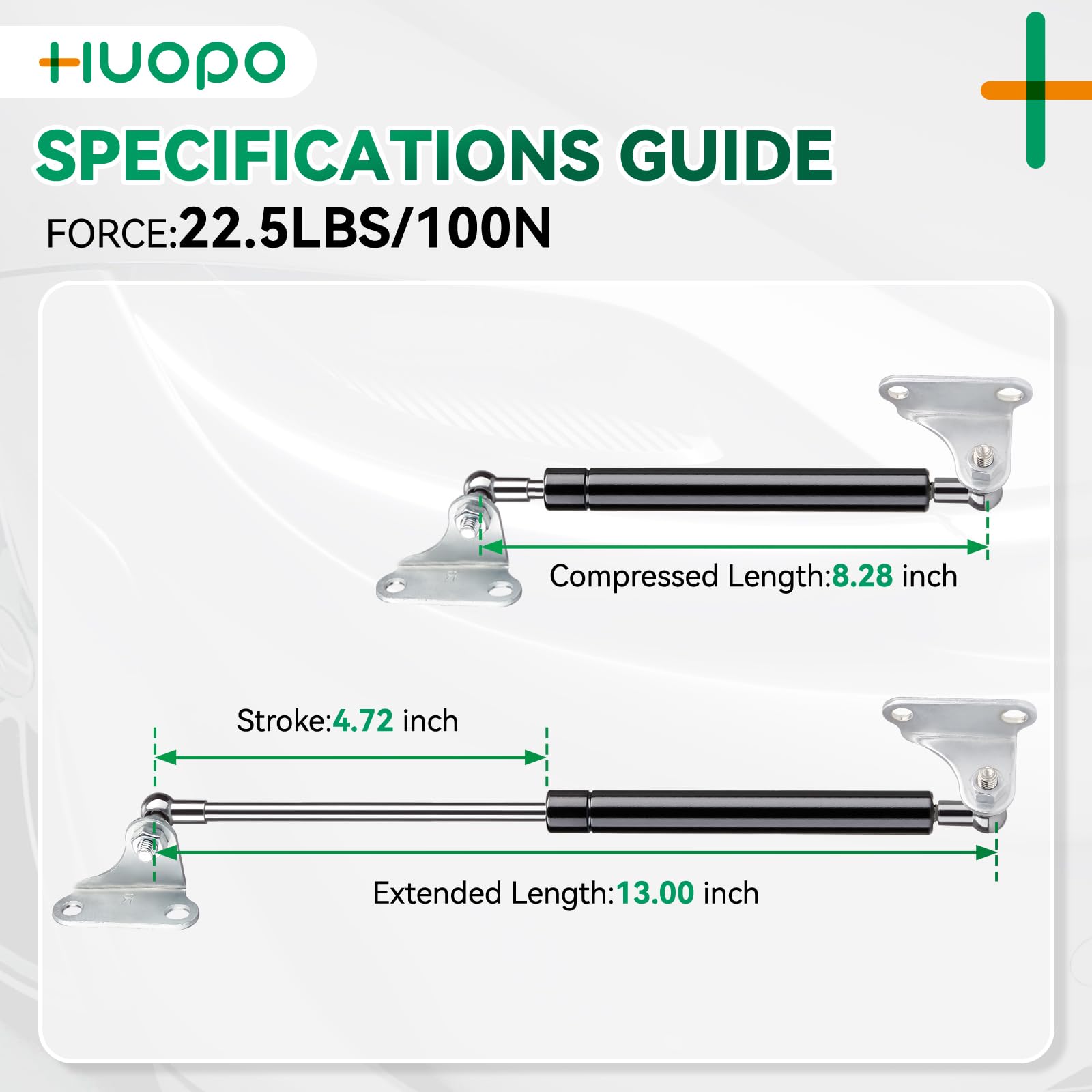 Huopo 13 Inch 22.5Lb/100N Gas Shock Strut Spring Lift Support For Rv Bed Storage Box Lid Tv Cabinet Basement Door Boat Floor Cov
