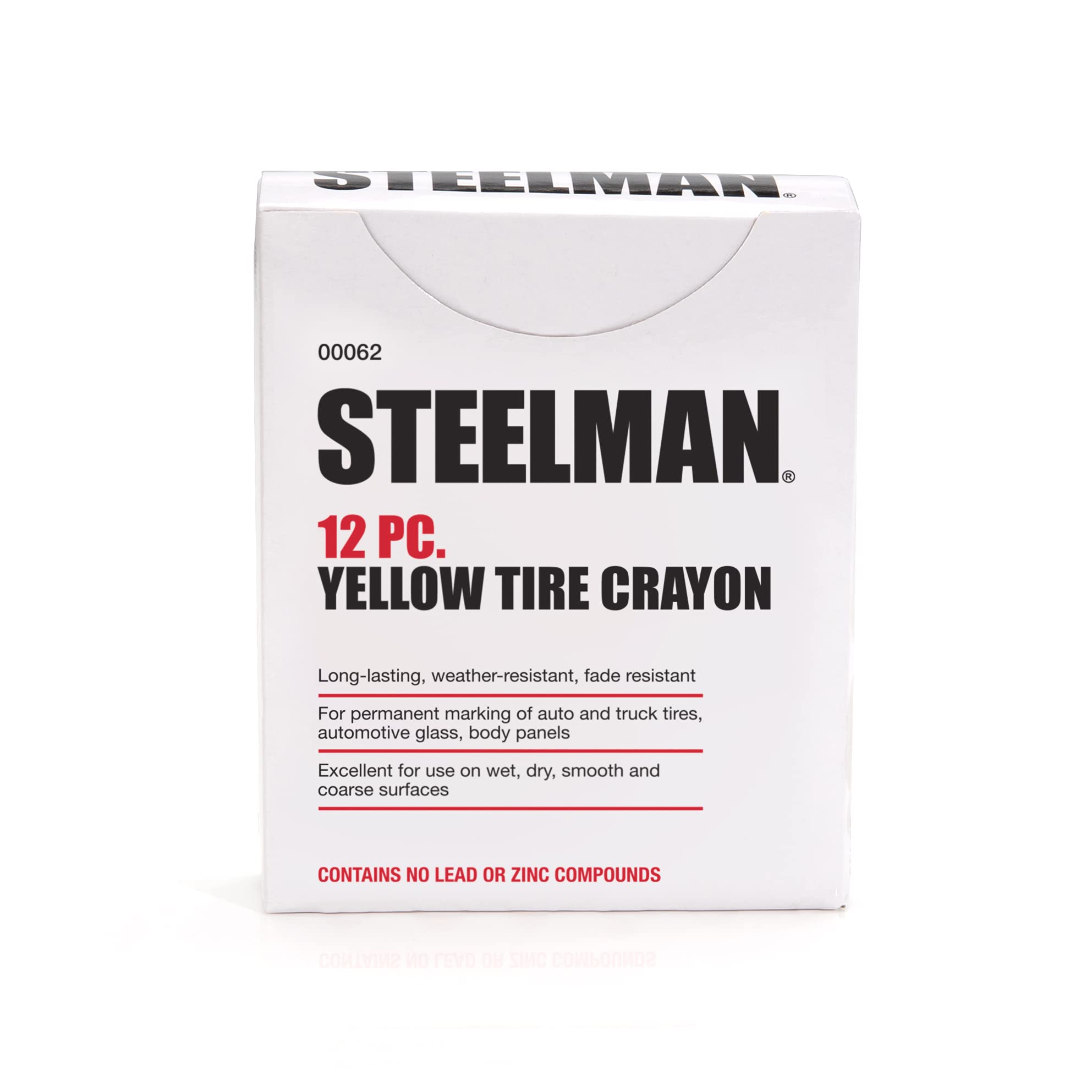 Steelman Yellow Tire Marking Crayons For Mechanics, Marks Damage On Wet And Dry Tires, Box Of 12