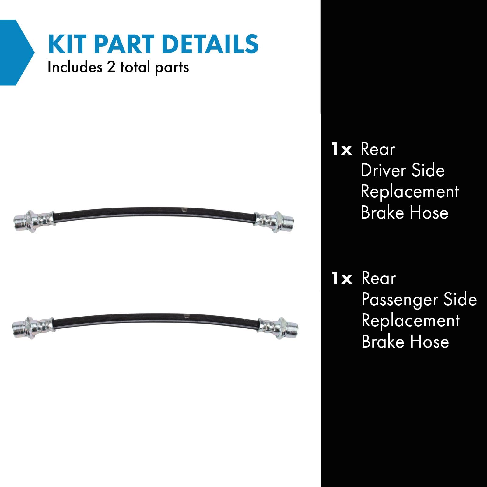 Trq Rear Brake Hose Set Compatible With 2003-2008 Pontiac Vibe 2002-2008 Toyota Corolla Matrix 2001-2006 Prius