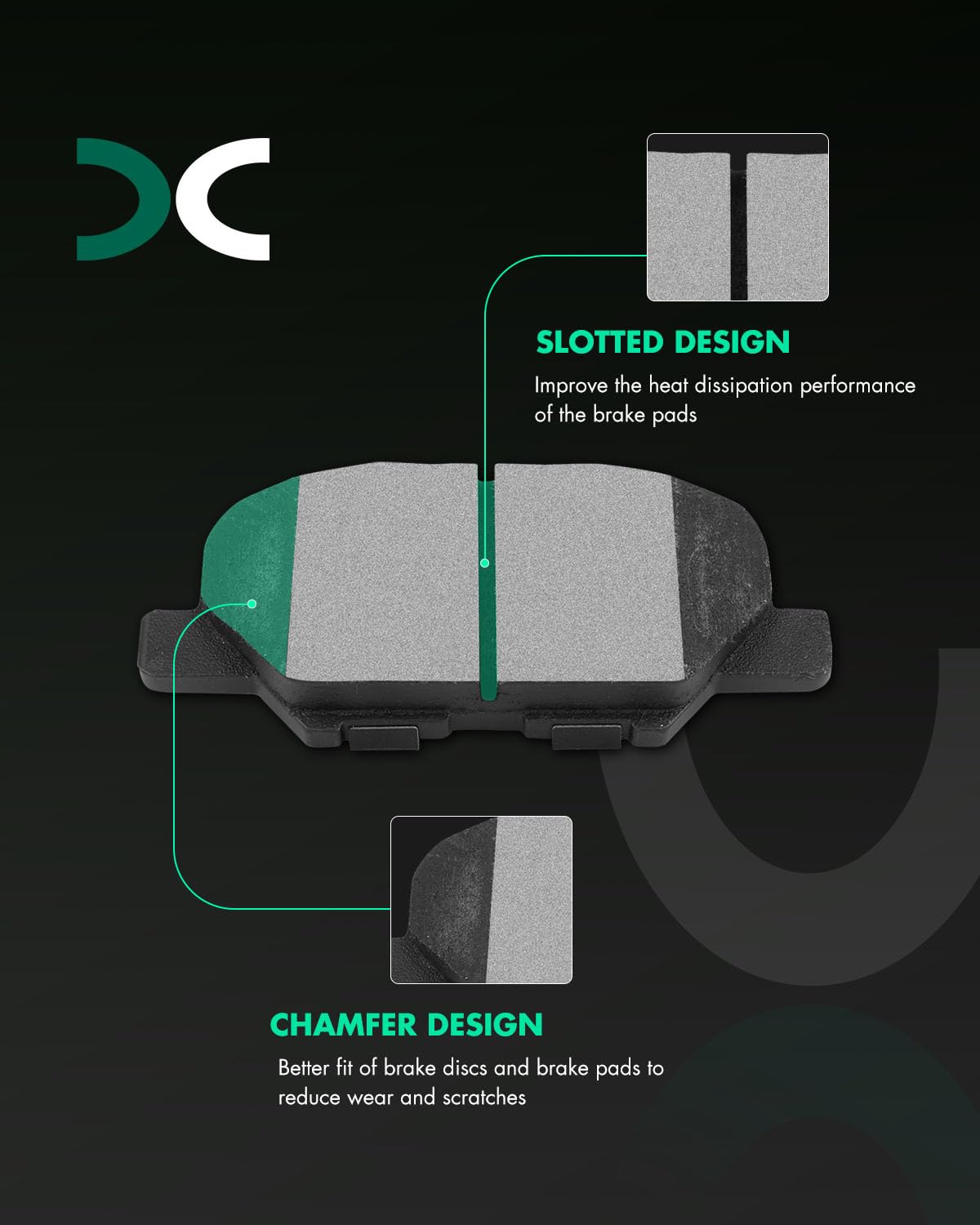Scitoo Rear Disc Brake Pad Set 4Pcs W/Hardware Fit For Mazda For 3 / For 3 Sport/For 6, For Mitsubishi For Outlander/For Outland